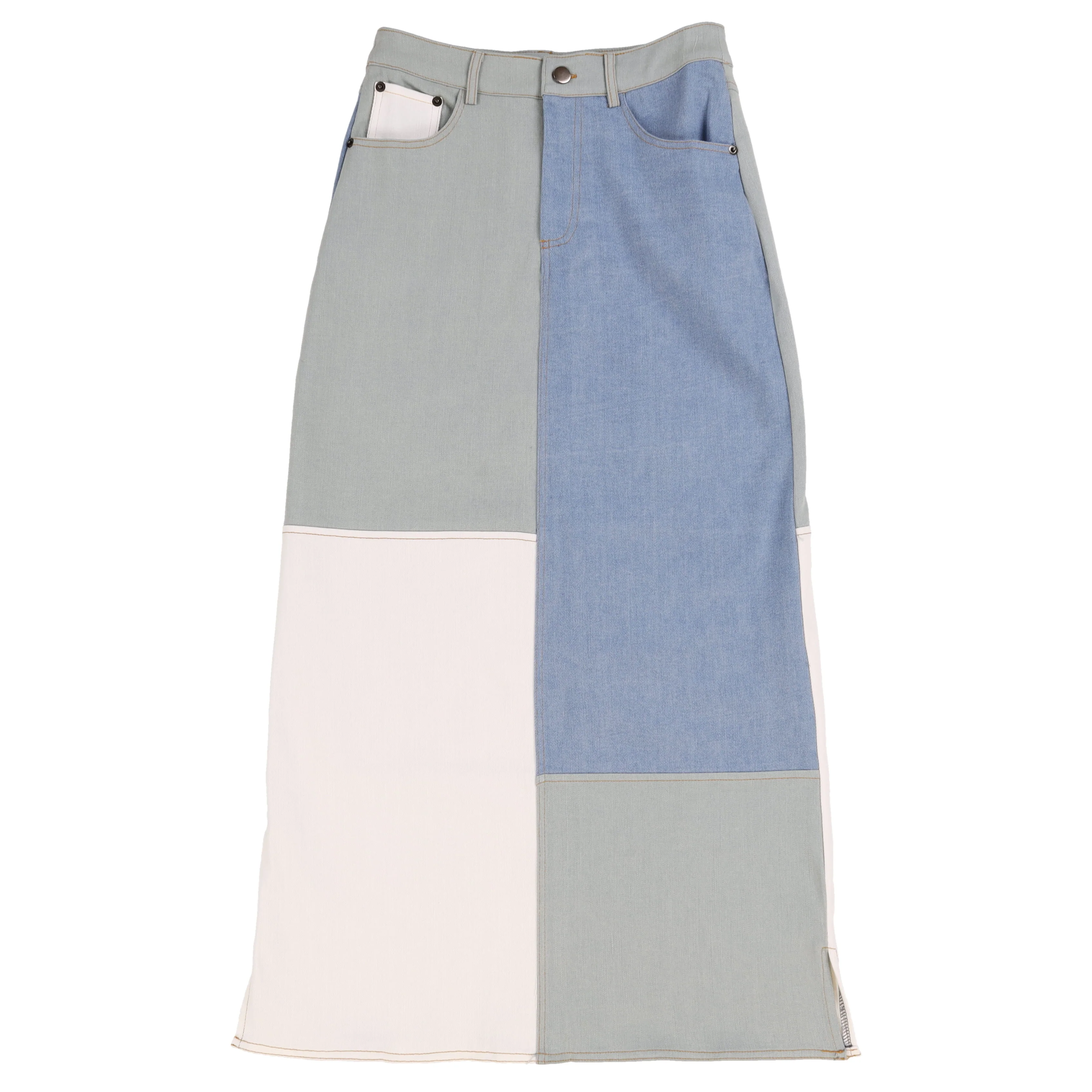Colorblock Denim Skirt - Image 8