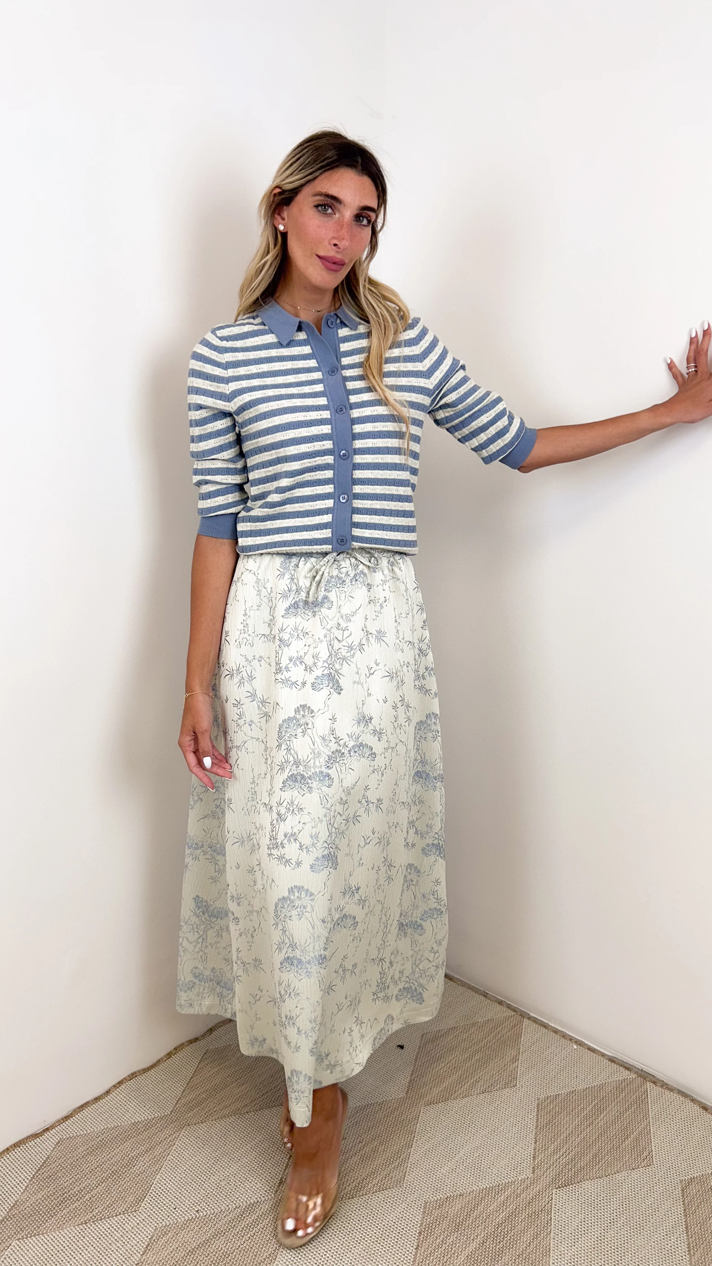 Print Elastic Waist Skirt - Image 19