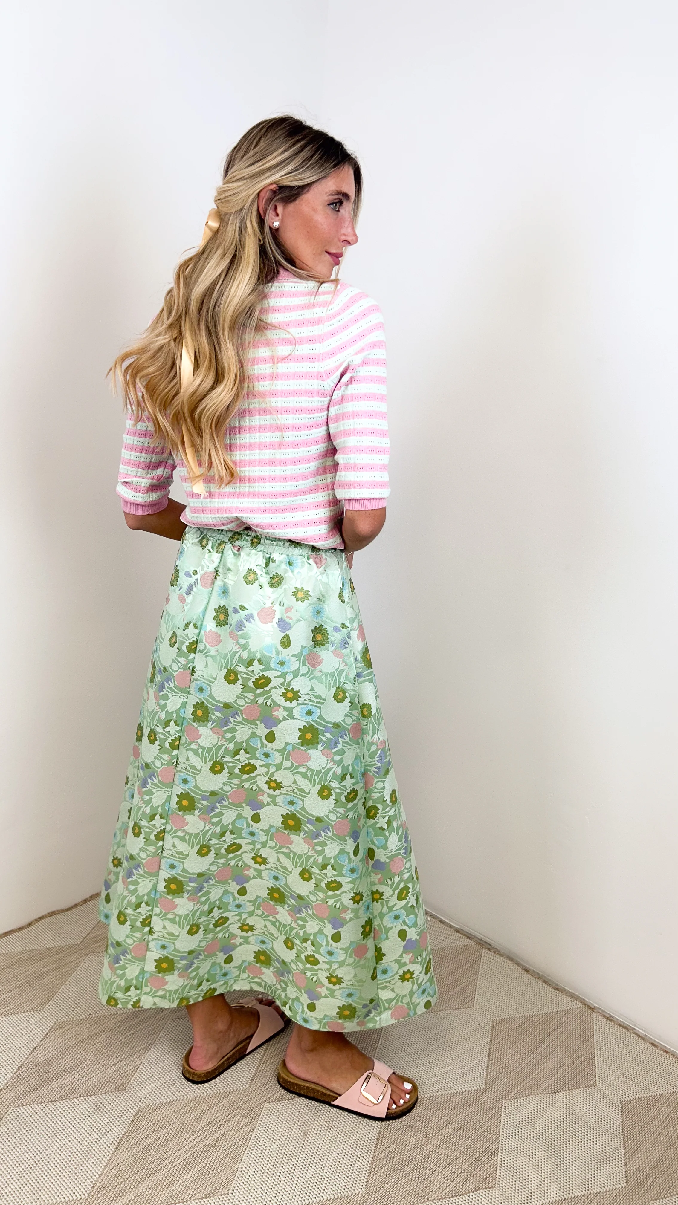 Print Elastic Waist Skirt - Image 31