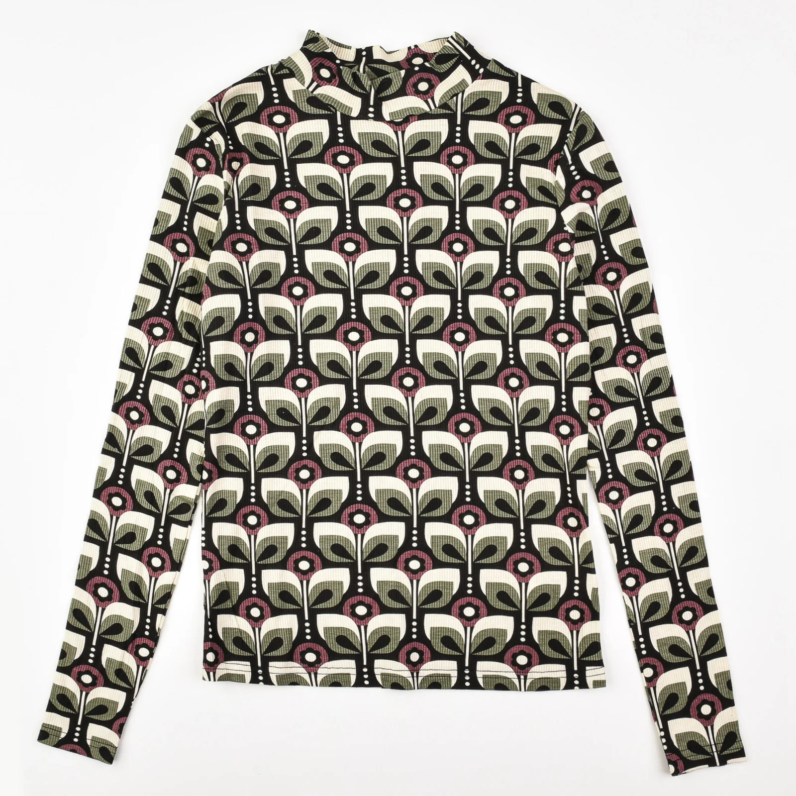 Print Rib Mock Neck - Image 16