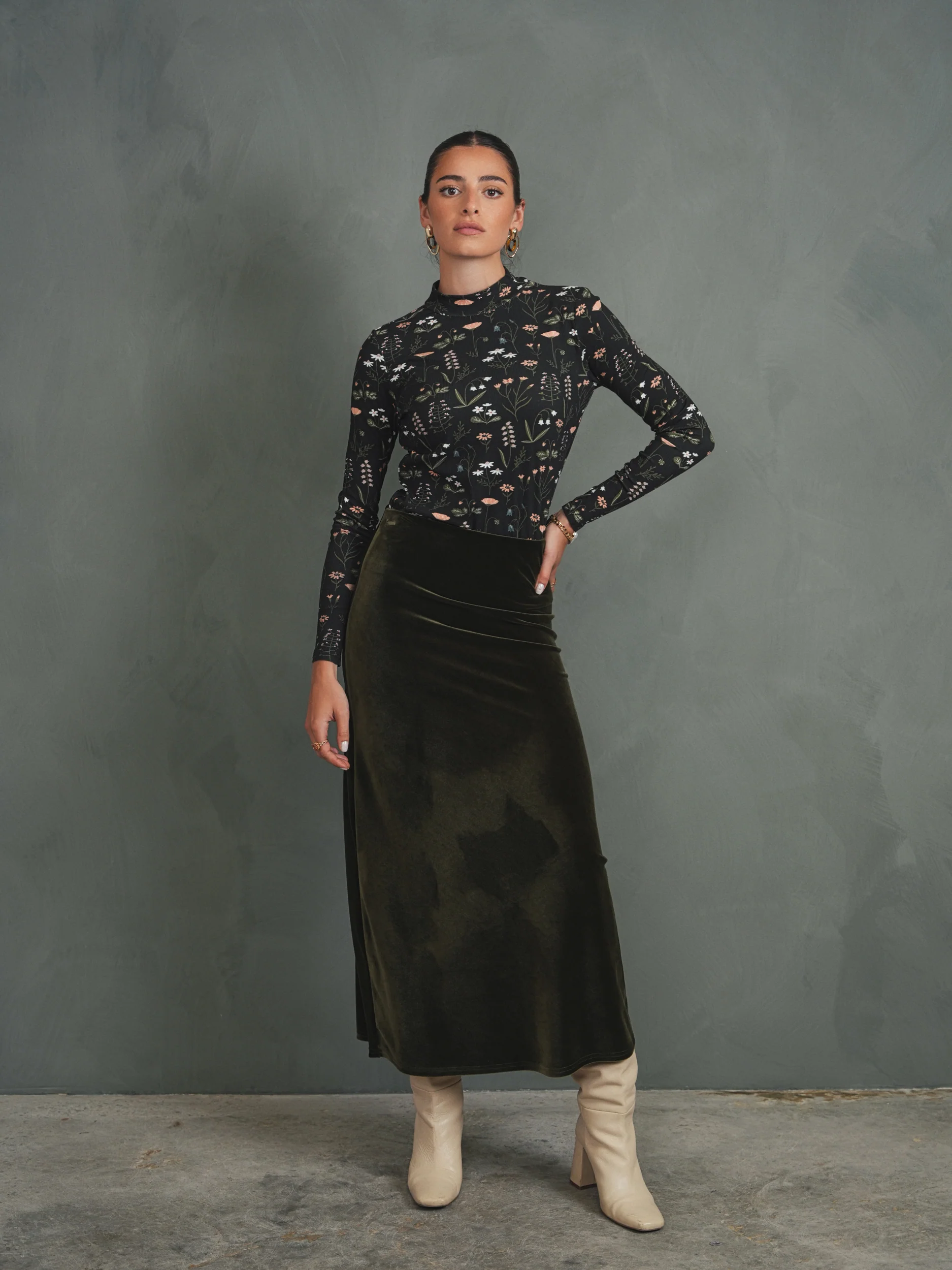 Print Rib Mock Neck - Image 3