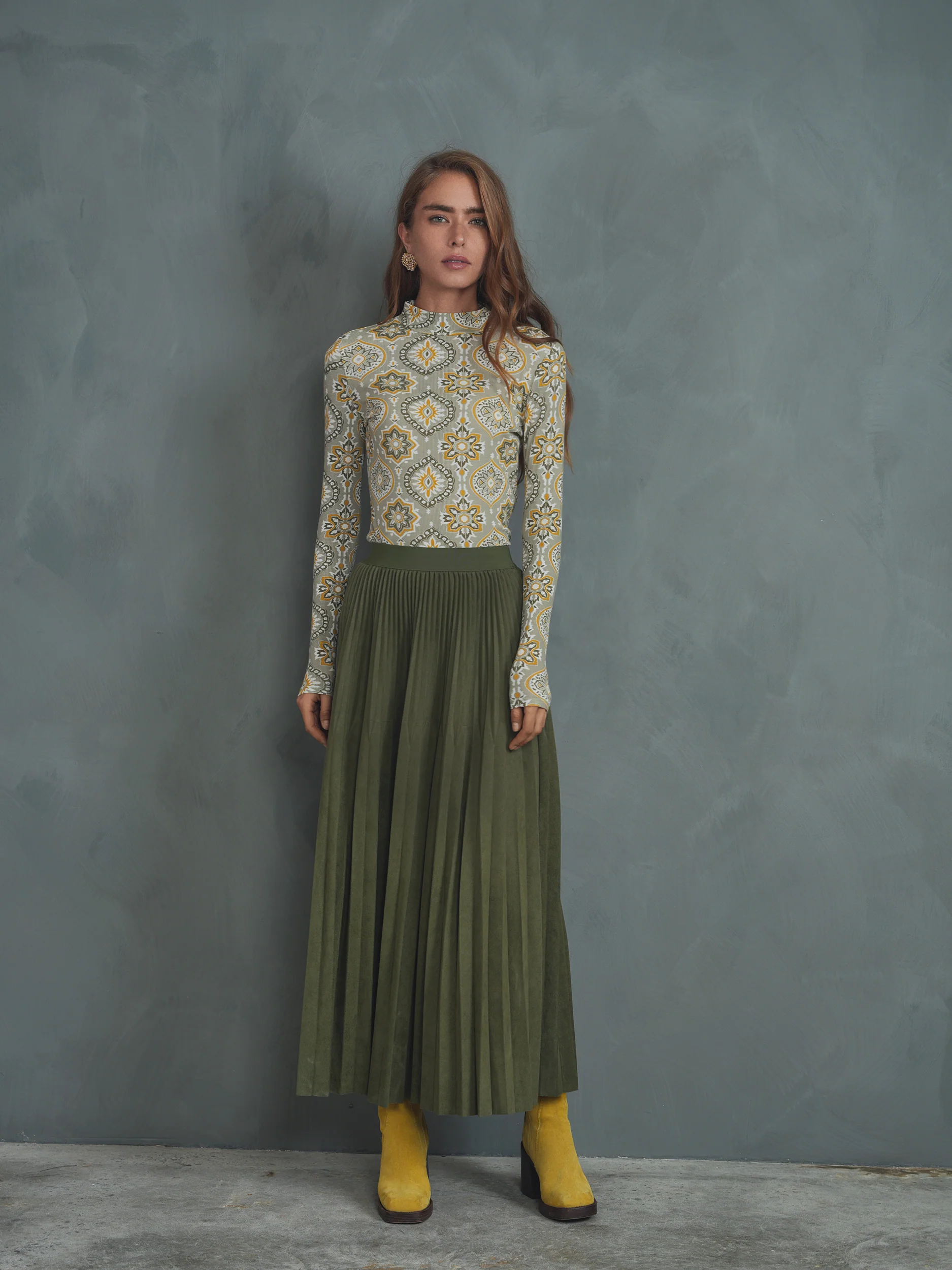 Print Rib Mock Neck - Image 5