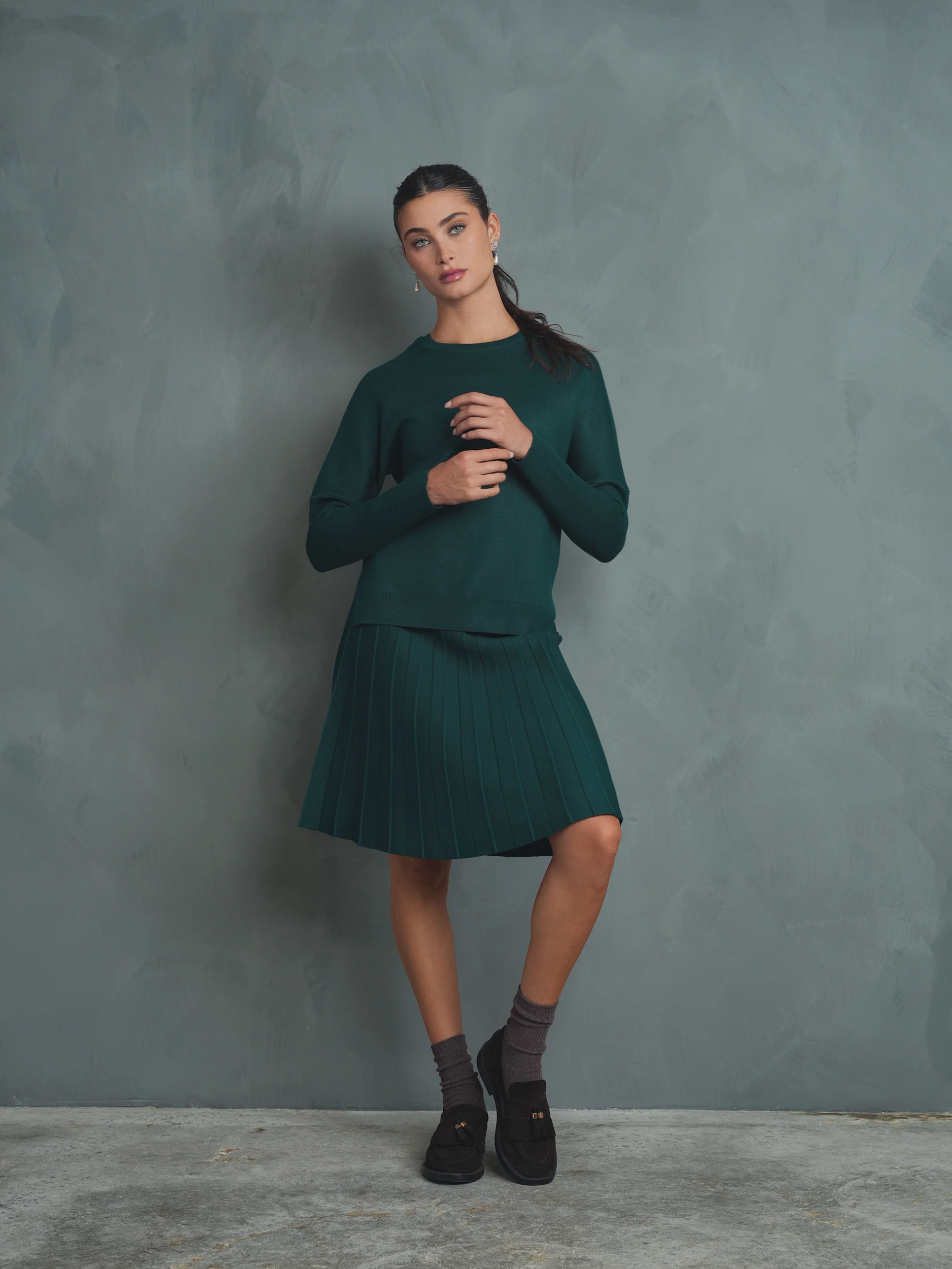 Knit Pleated Skirt - 23" - Image 4