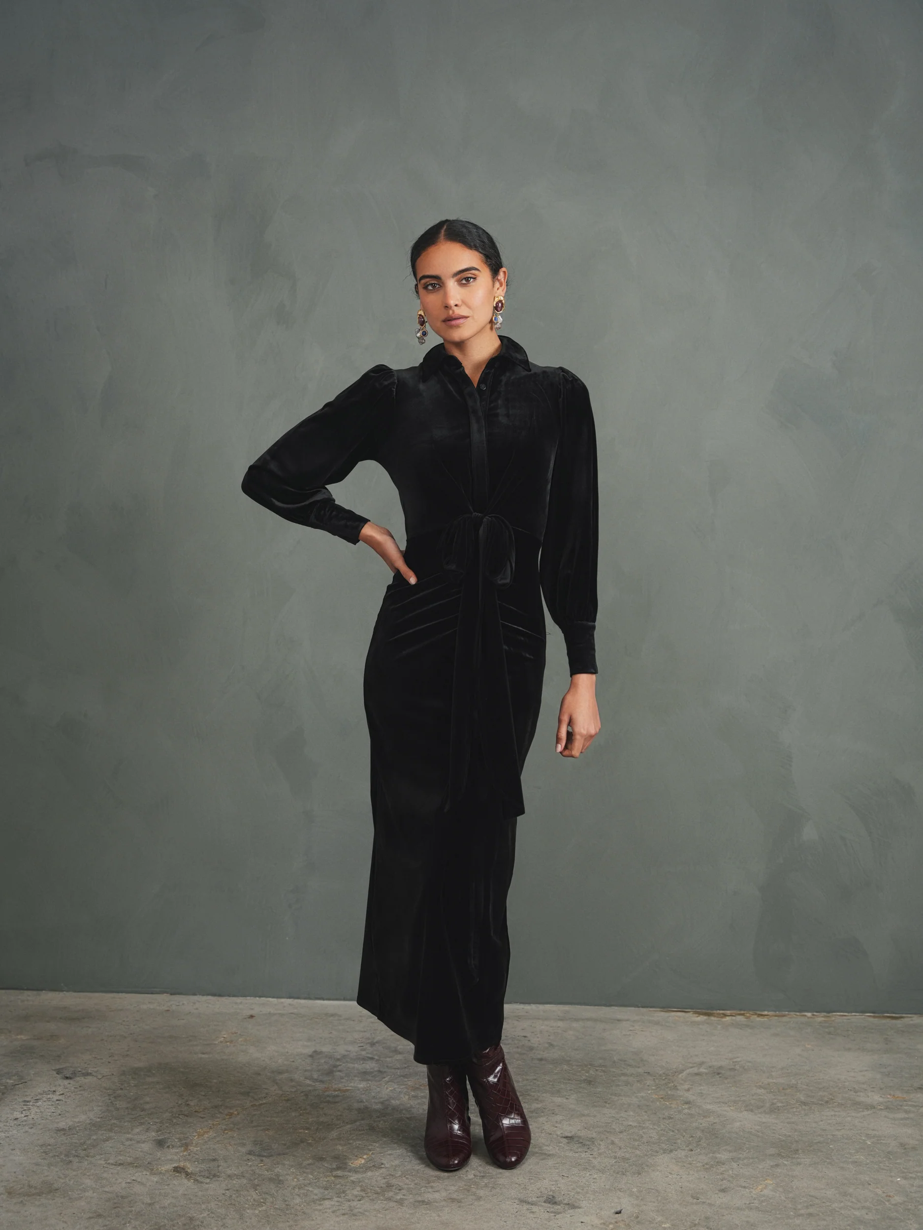 Velour Tie Dress - Image 5