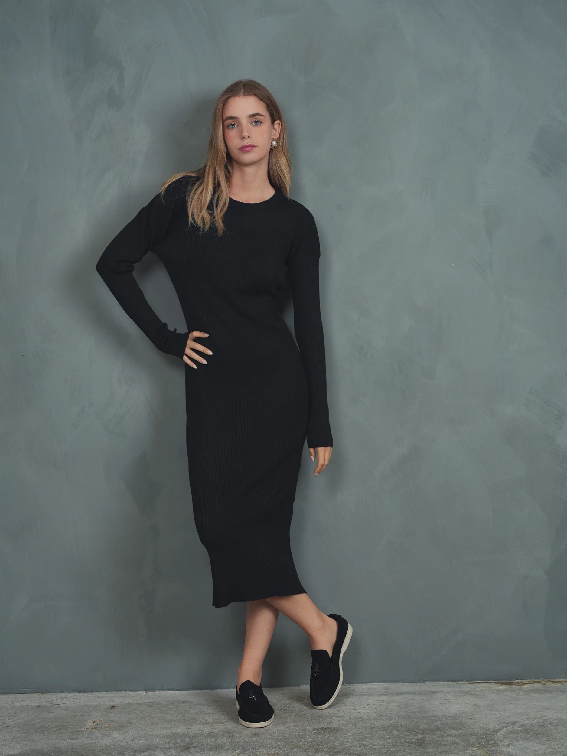 Knit Rib Dolman Dress - Image 5