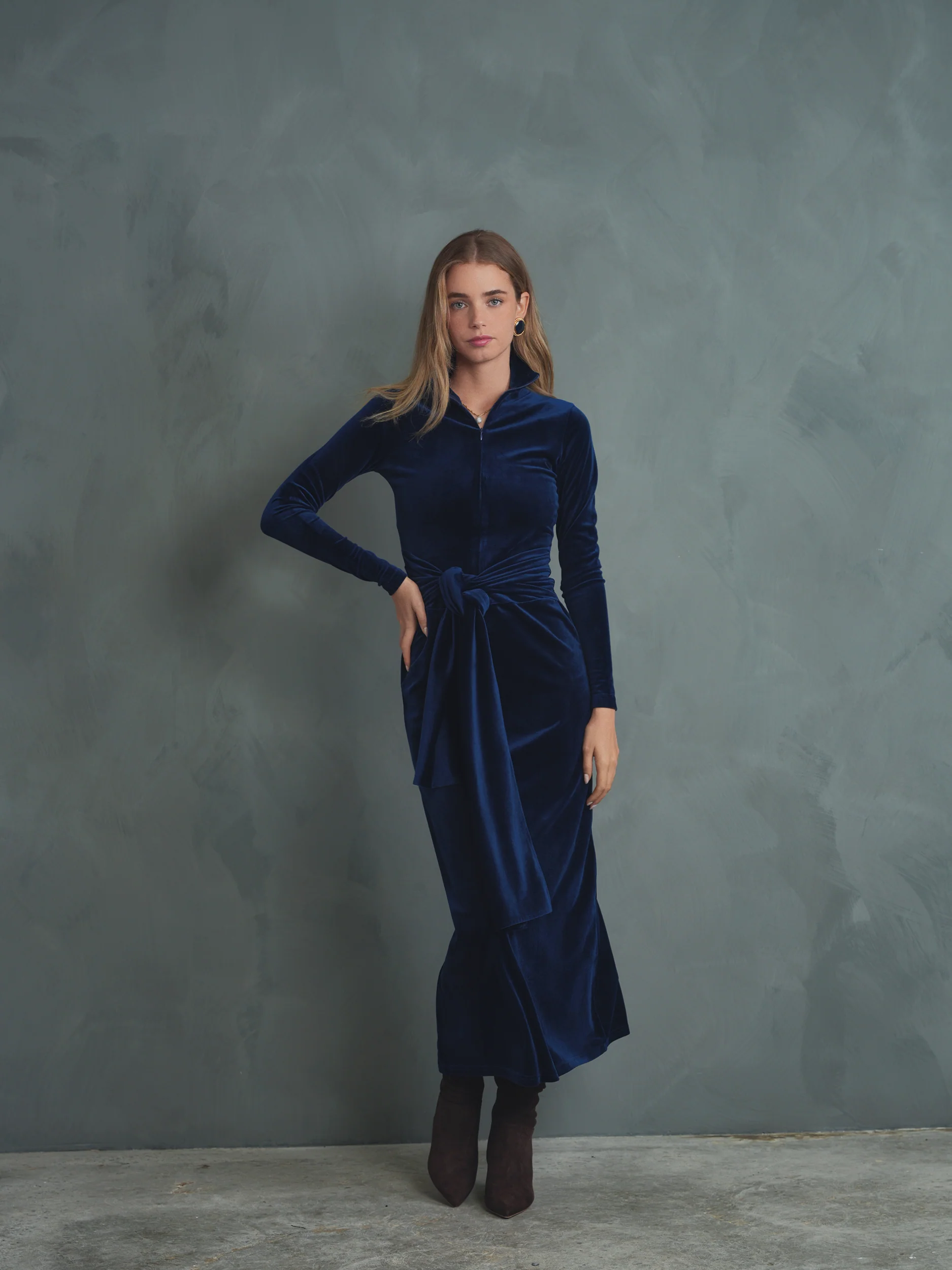 Velour Front Tie Dress - Image 7