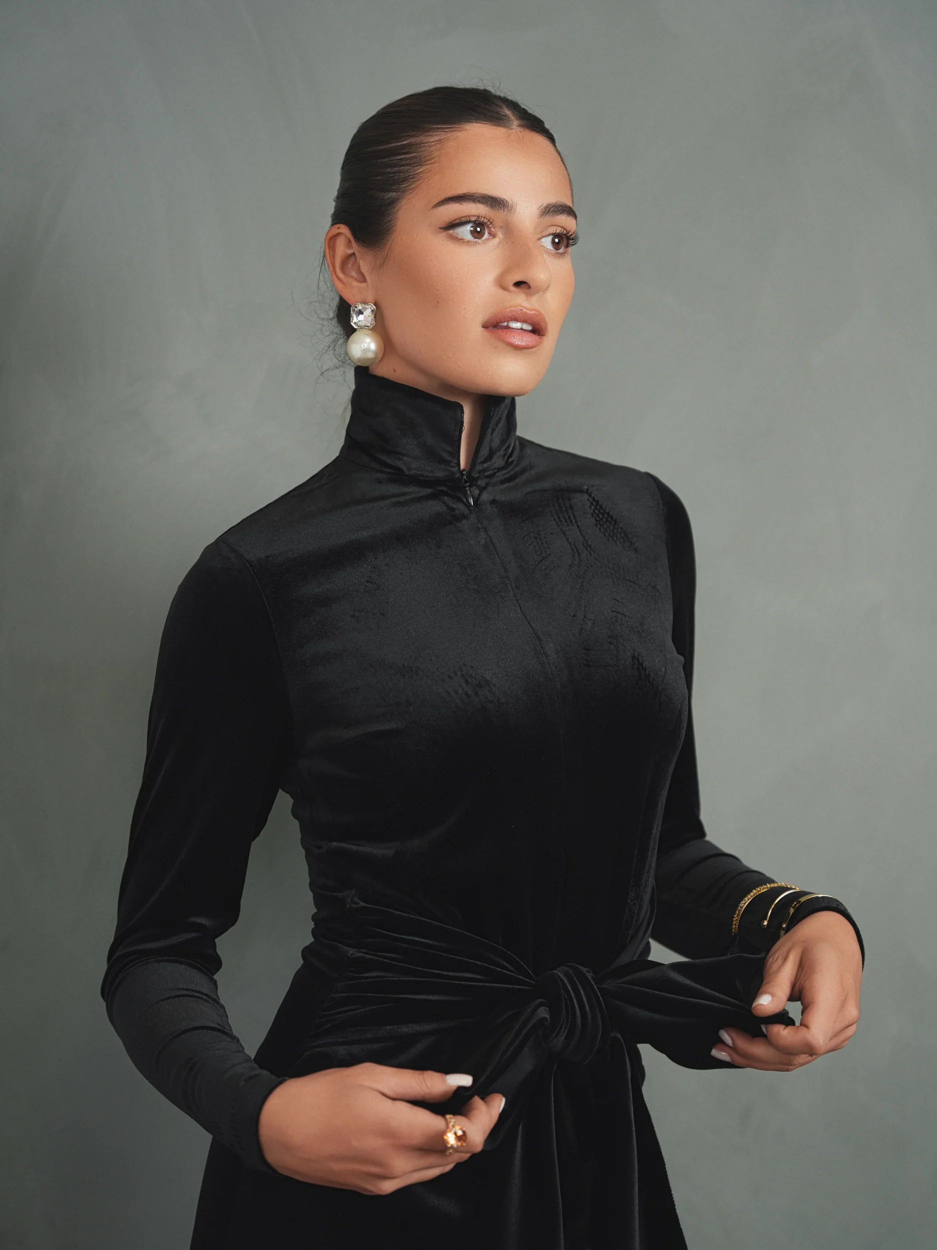 Velour Front Tie Dress - Image 9