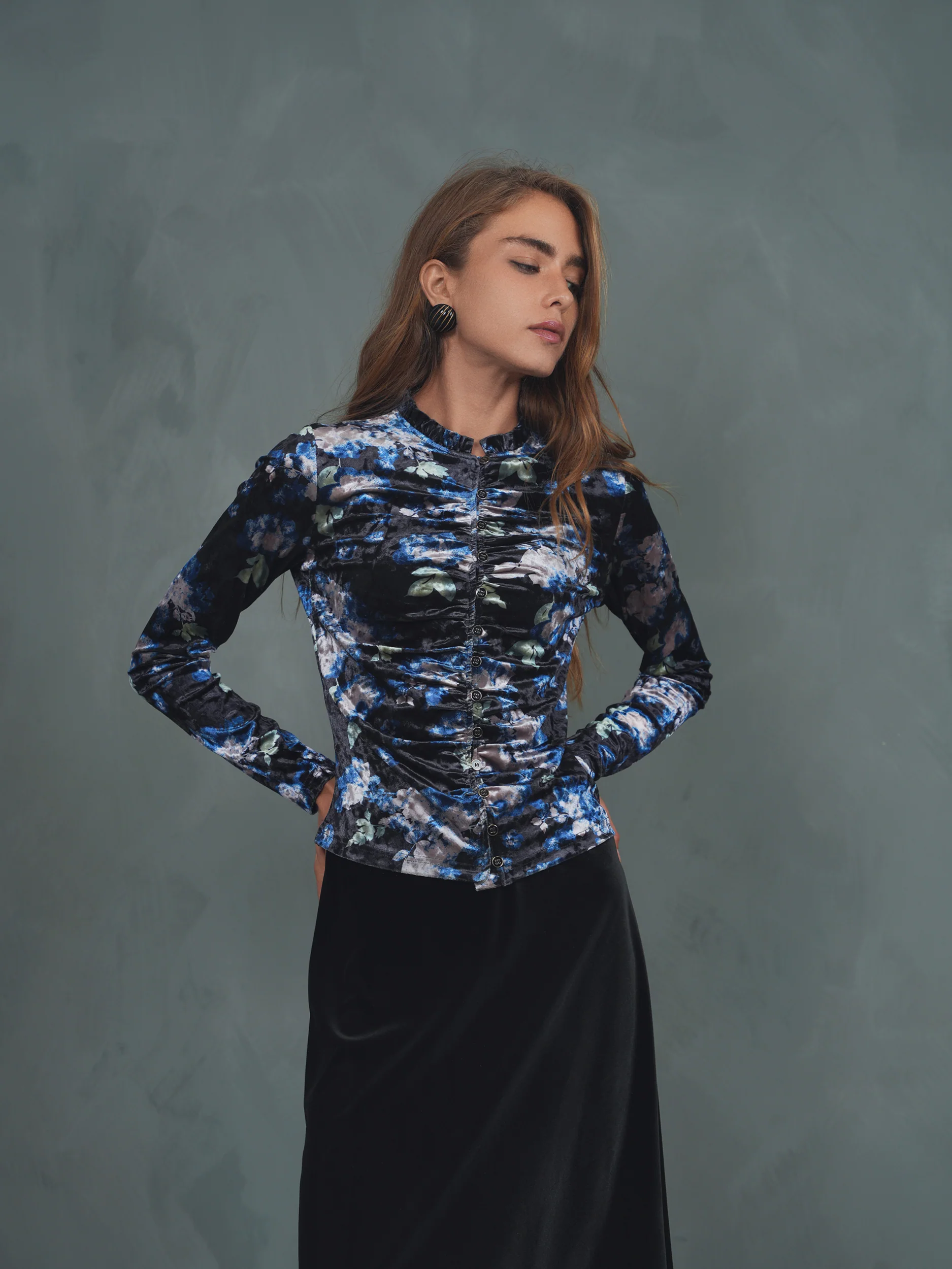 Velour Ruched Cardigan - Image 15