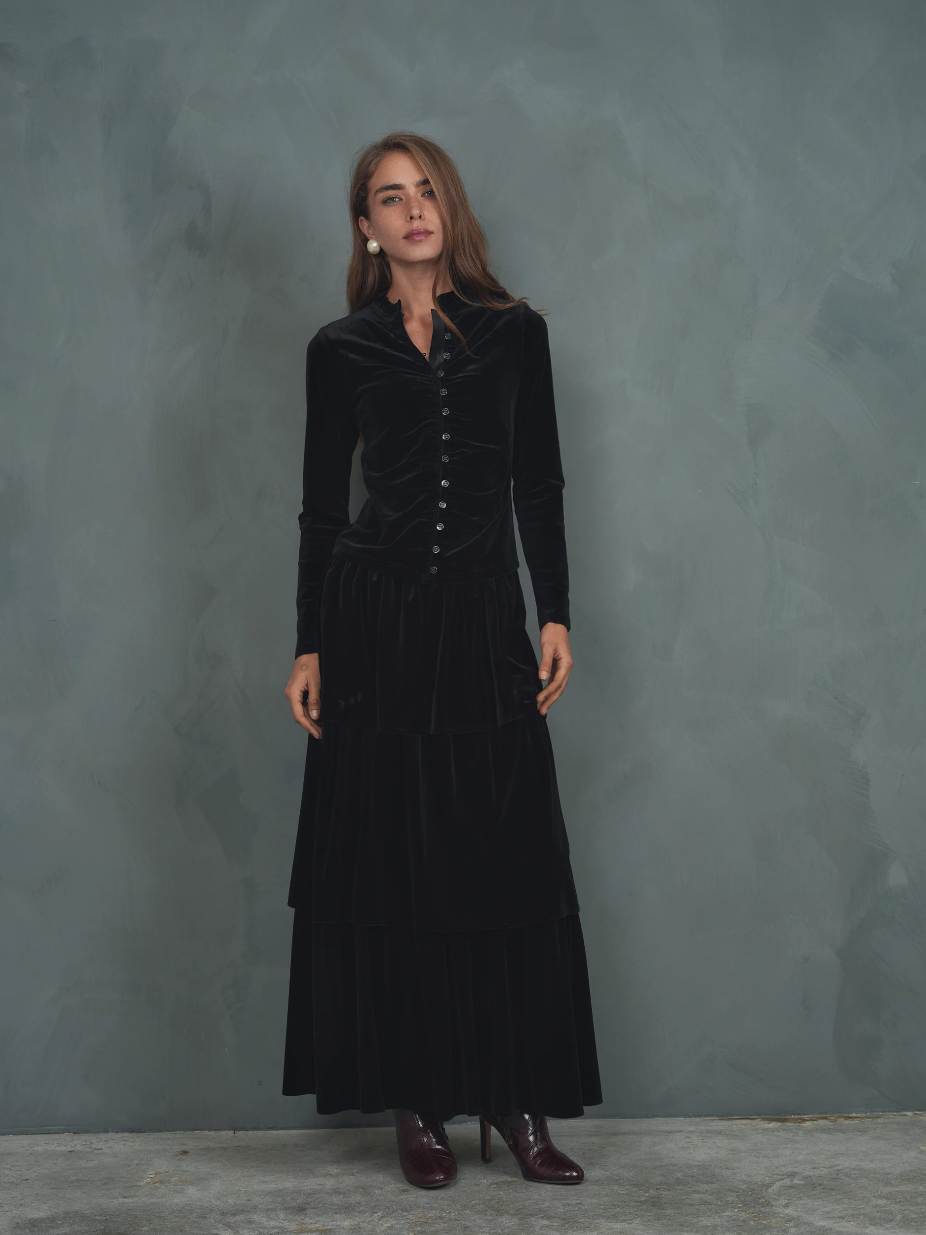 Velour Ruched Cardigan - Image 22