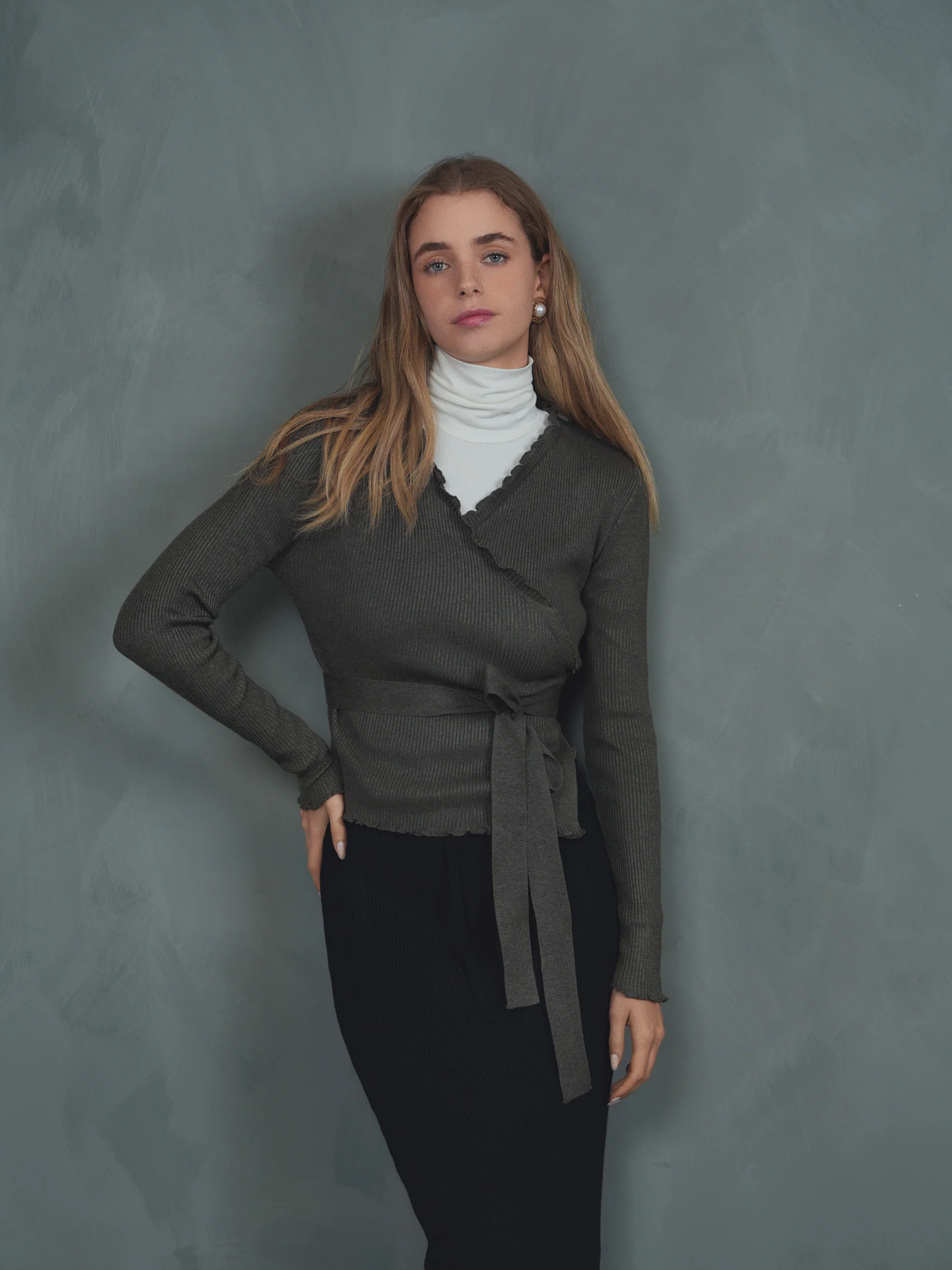 Knit Rib Wrap Top - Image 2