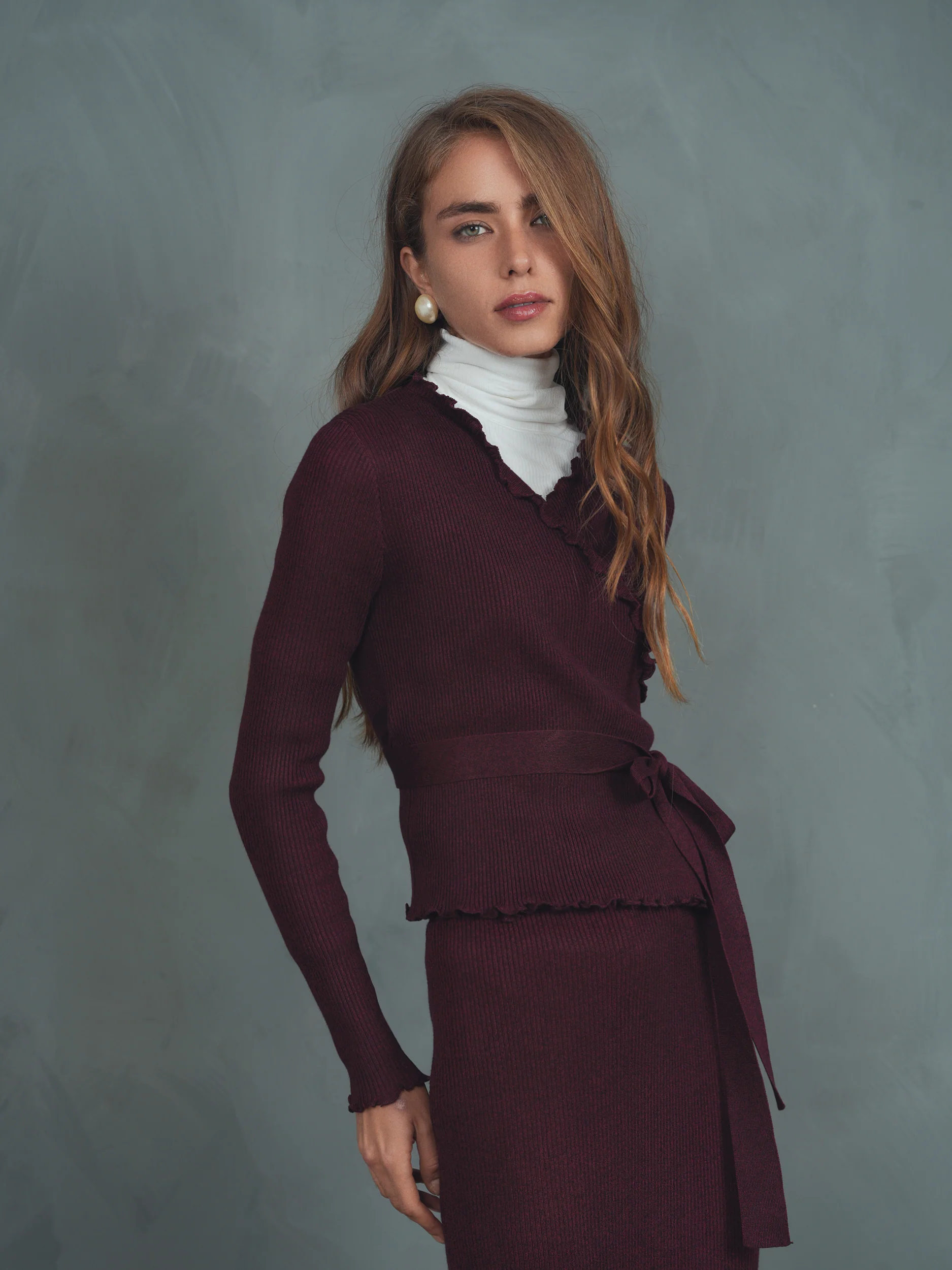 Knit Rib Wrap Top - Image 4