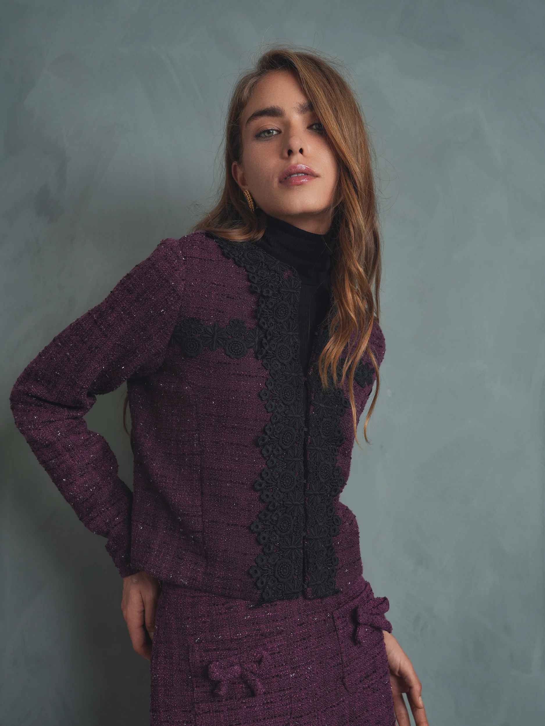 Floral Applique Tweed Jacket - Image 16