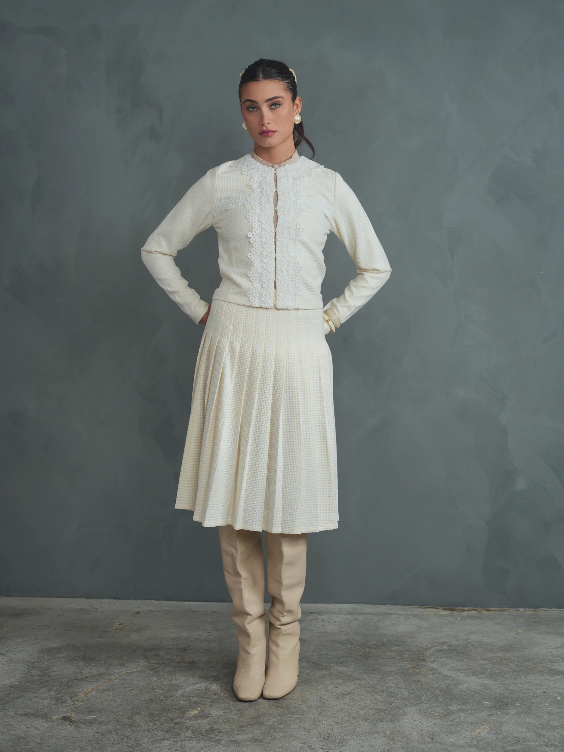 Floral Applique Tweed Jacket - Image 8