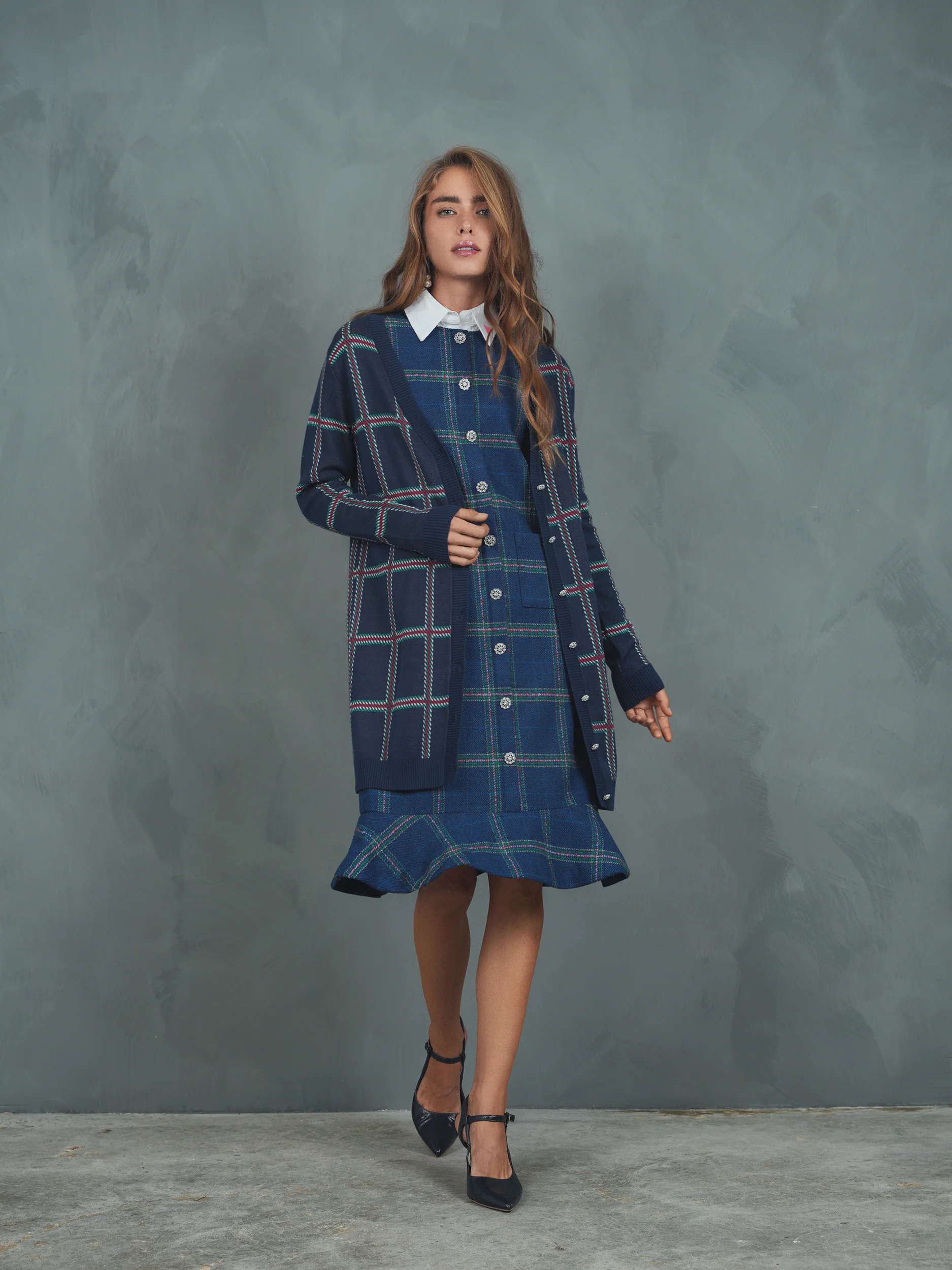 Plaid Knit Cardigan - Image 3