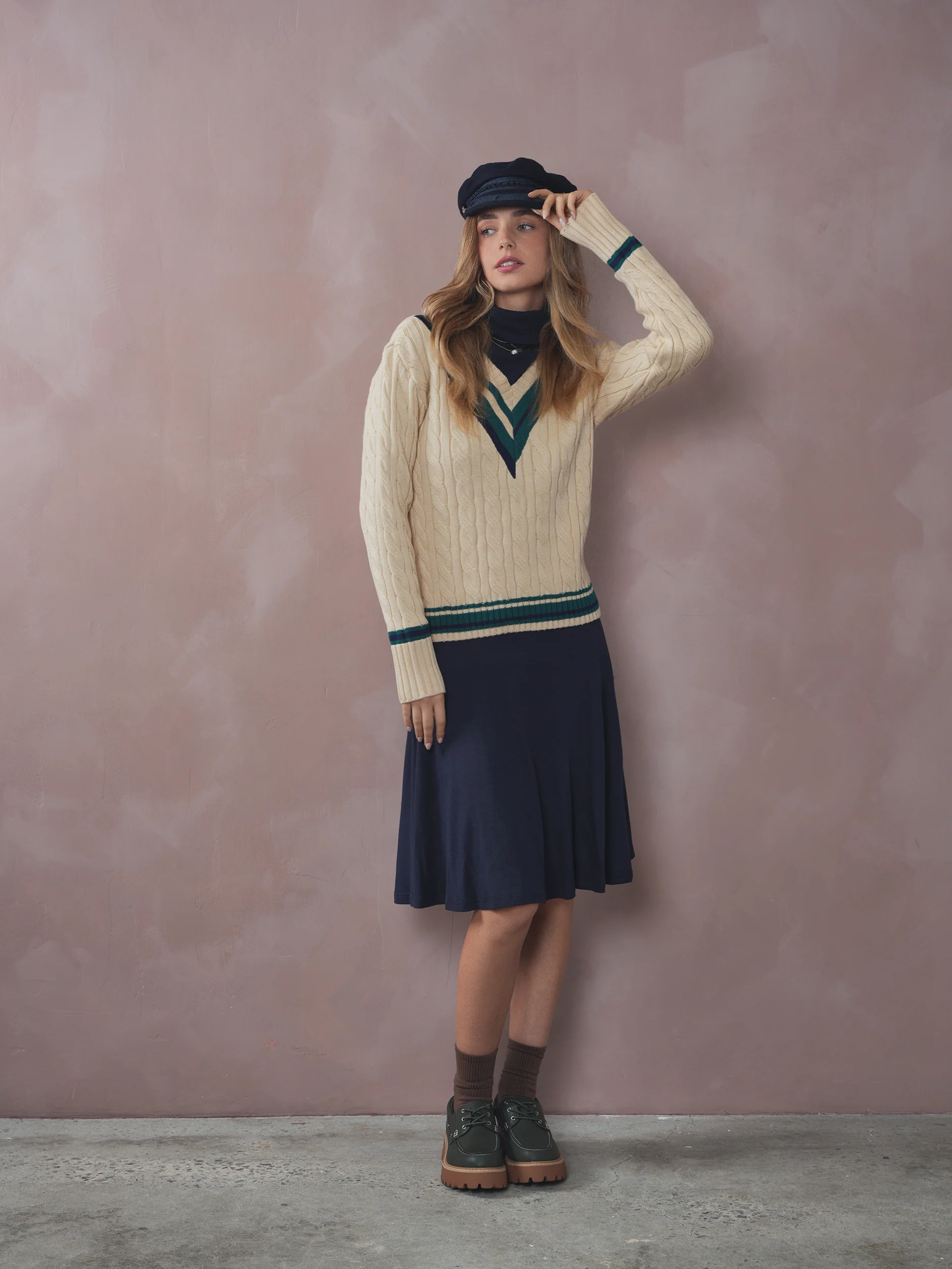 Cable Knit V-Neck Sweater - Image 10
