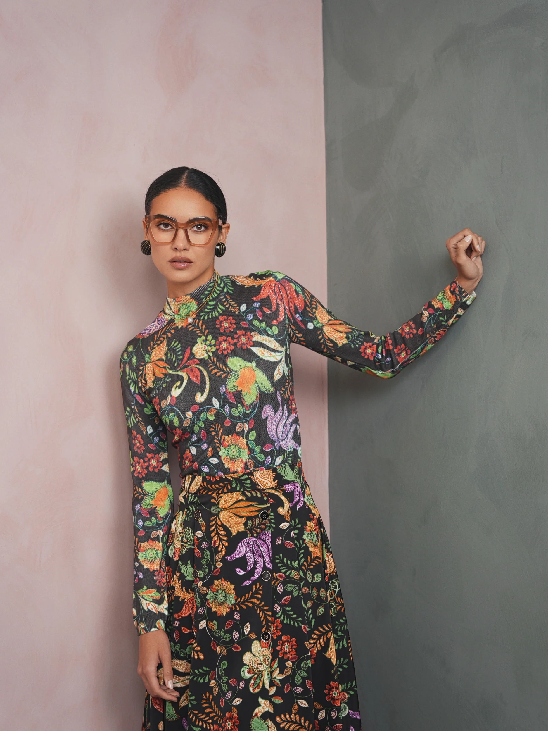 Mock Neck Print Sweater - Image 5