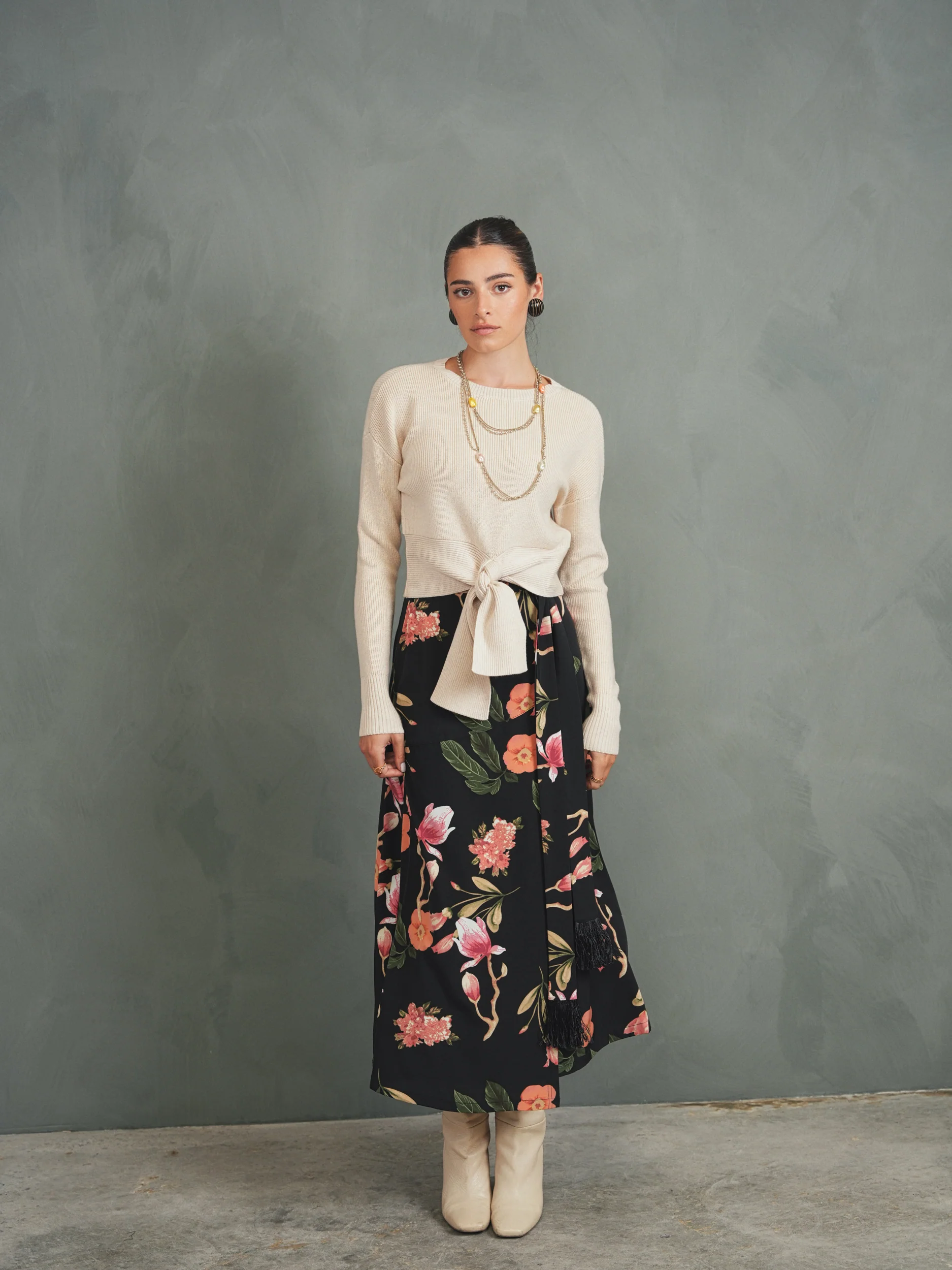 Mock Wrap Print Skirt - Image 3