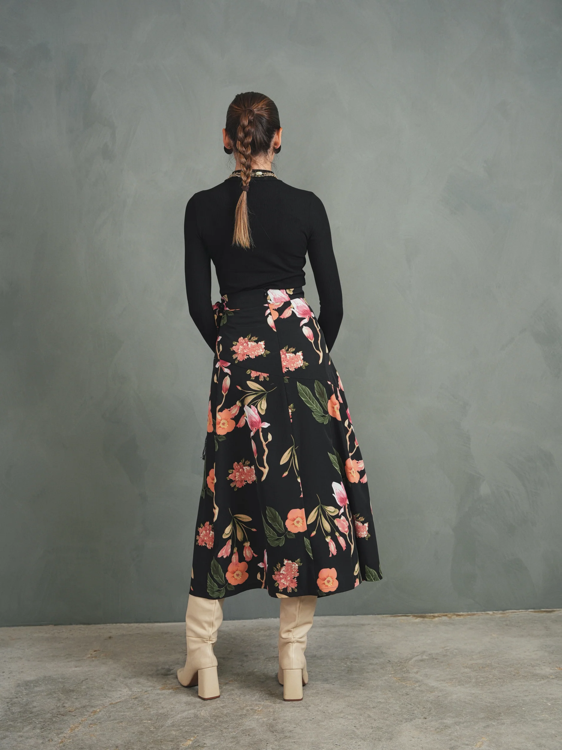 Mock Wrap Print Skirt - Image 6