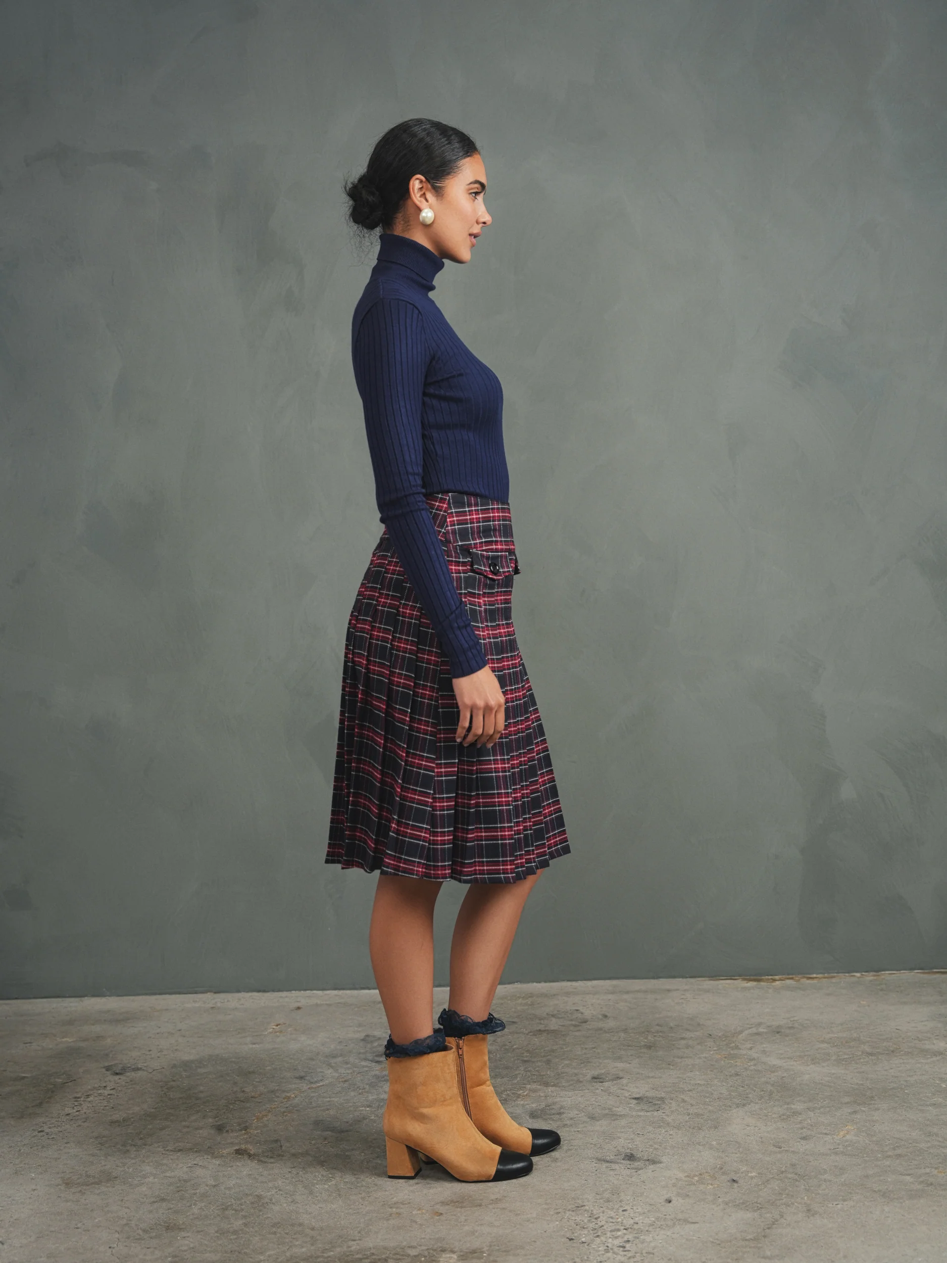 Pleated Plaid Skirt - Image 13