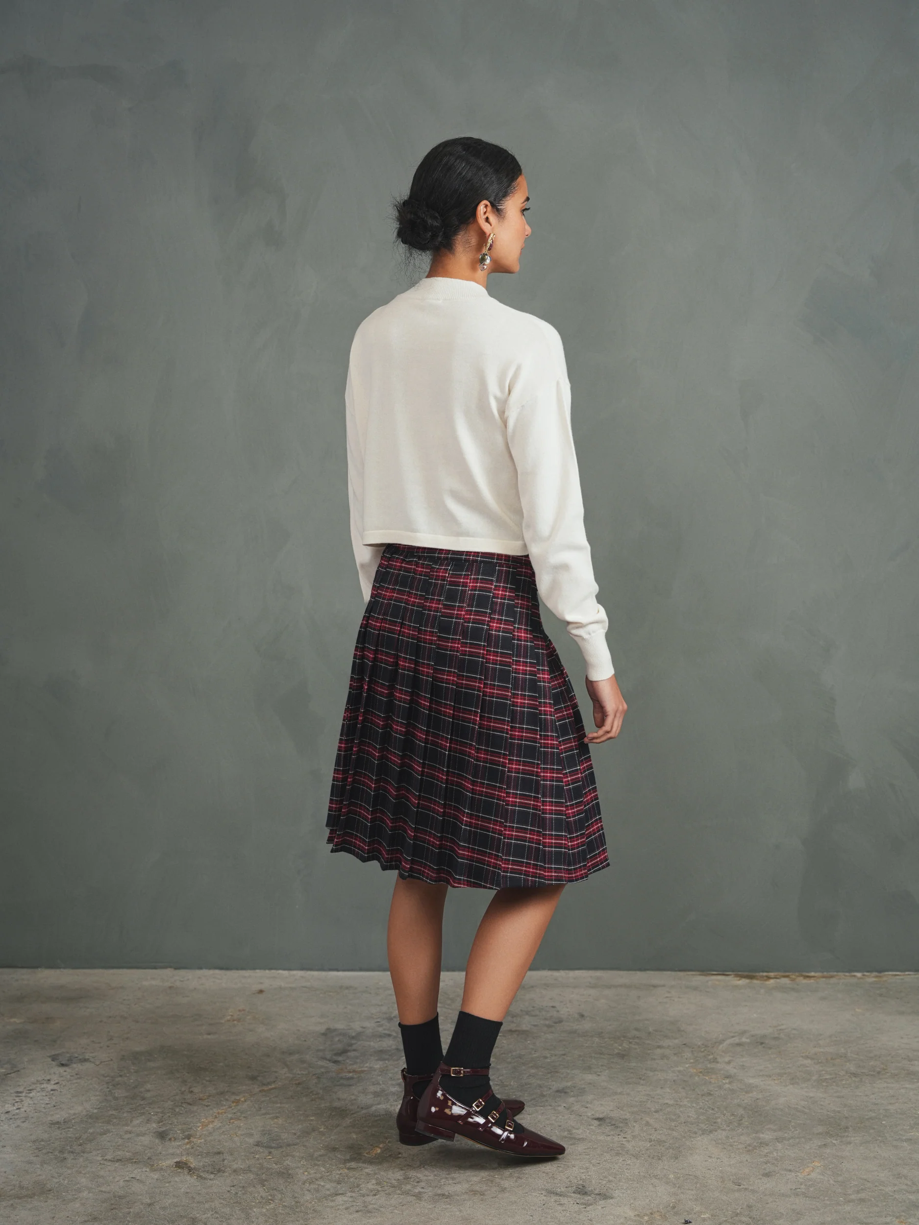 Pleated Plaid Skirt - Image 17