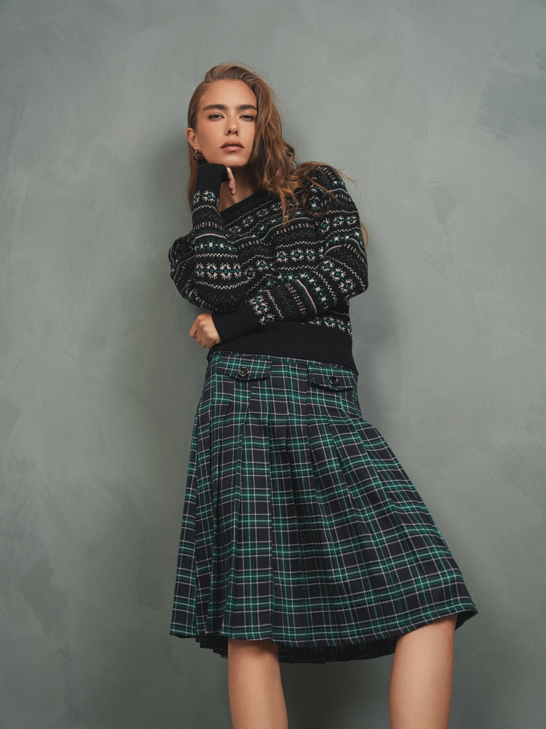 Pleated Plaid Skirt - Image 2