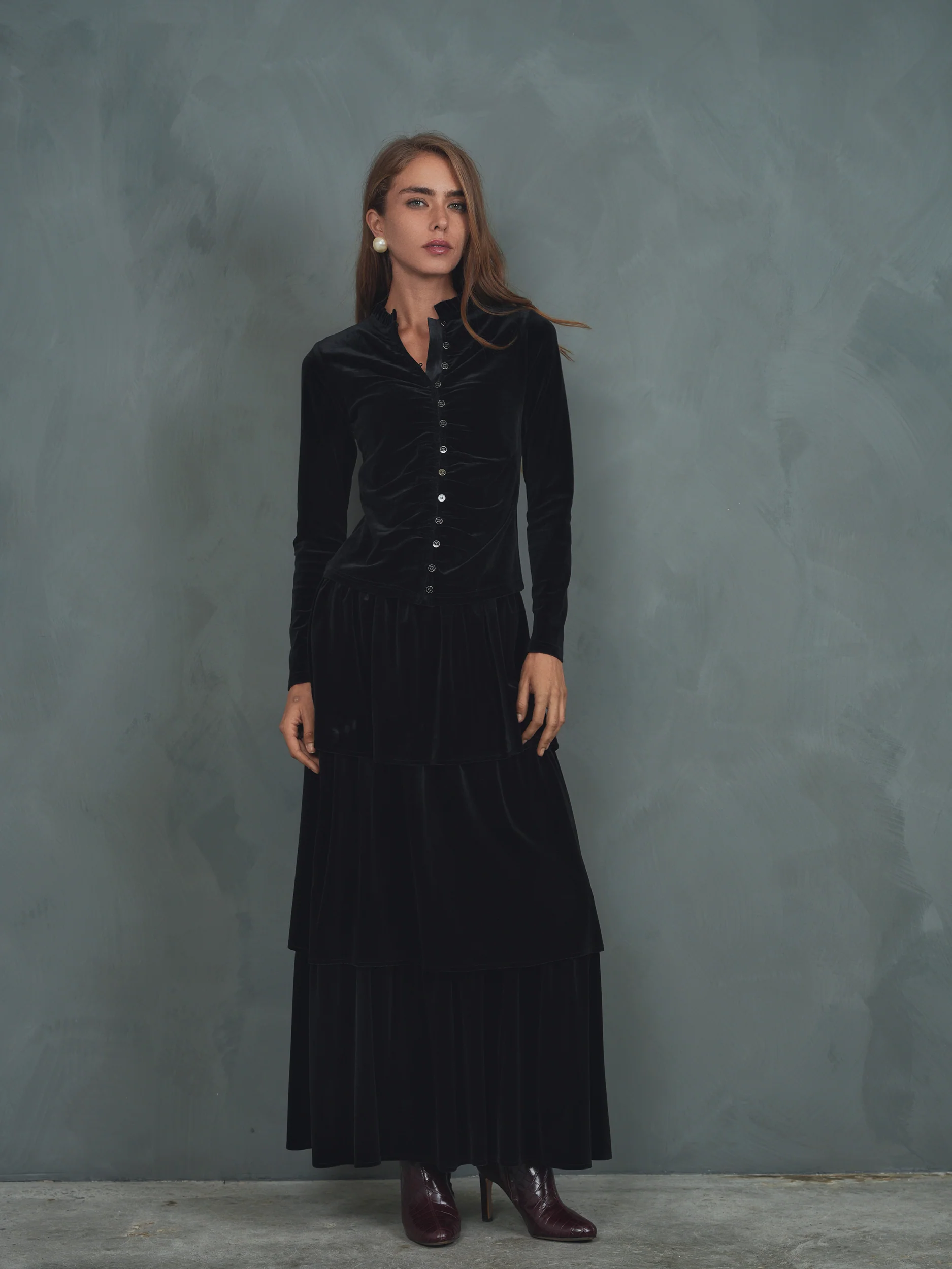 Velour Tiered Skirt - Image 11