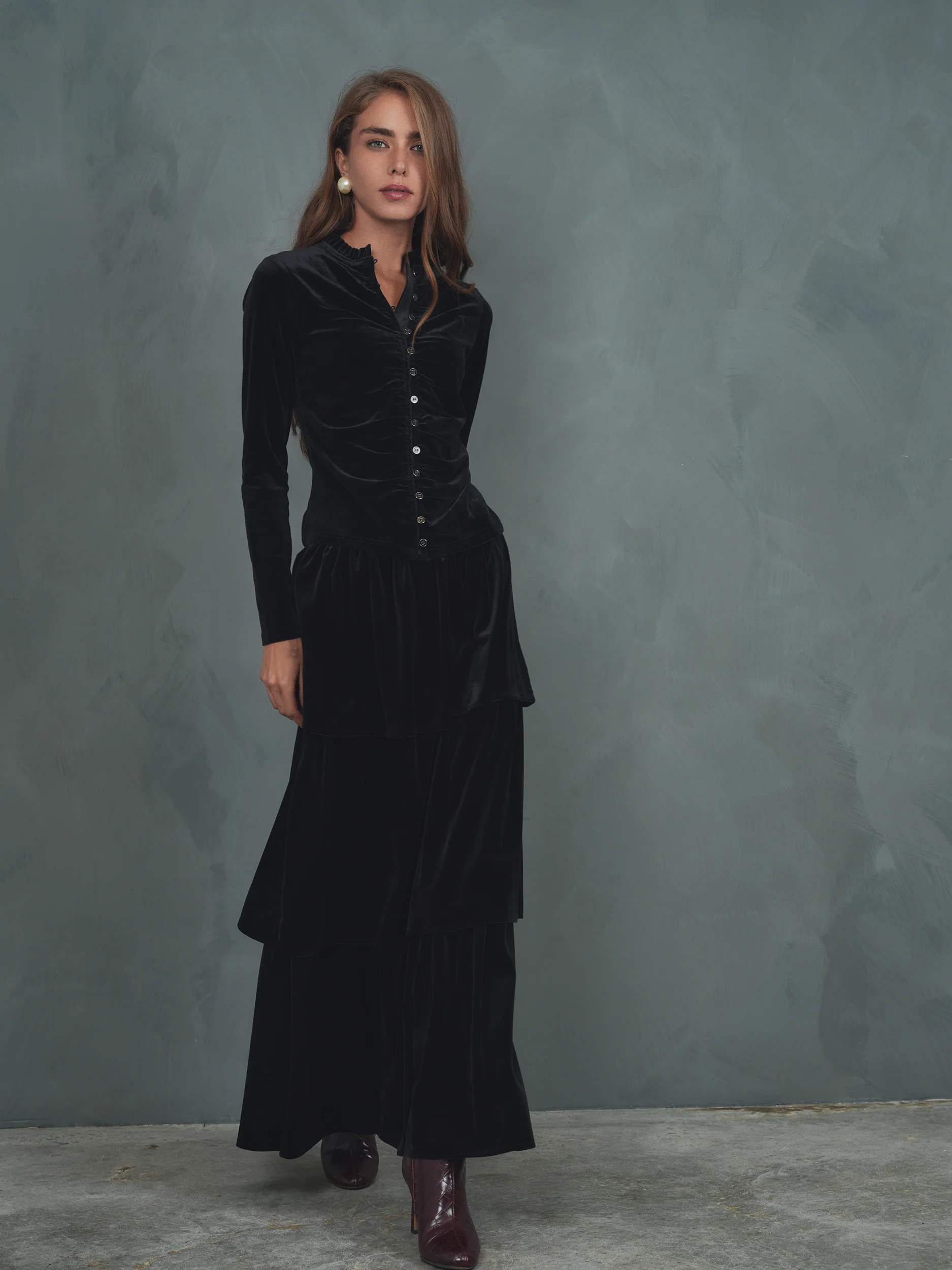 Velour Tiered Skirt - Image 9