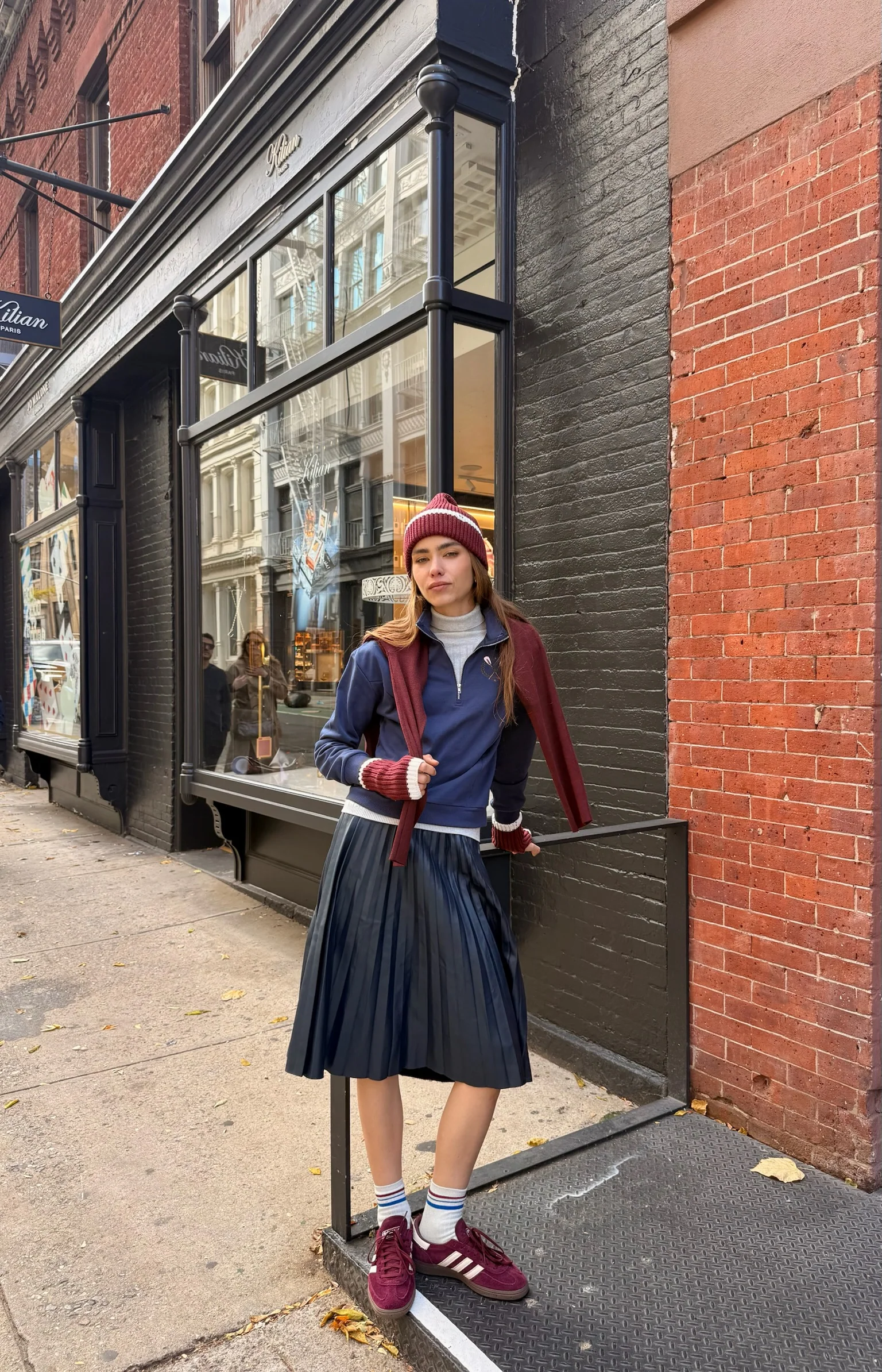 Pleated Leather Skirt - Image 2
