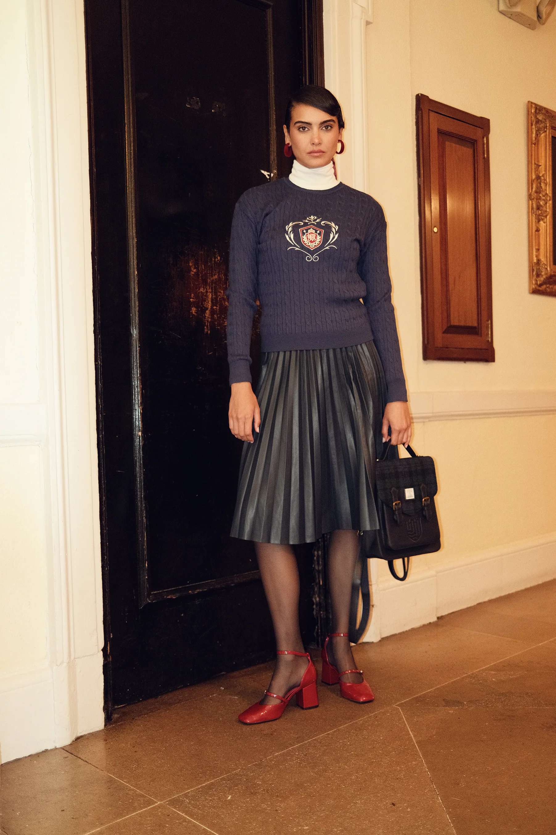 Pleated Leather Skirt - Image 3