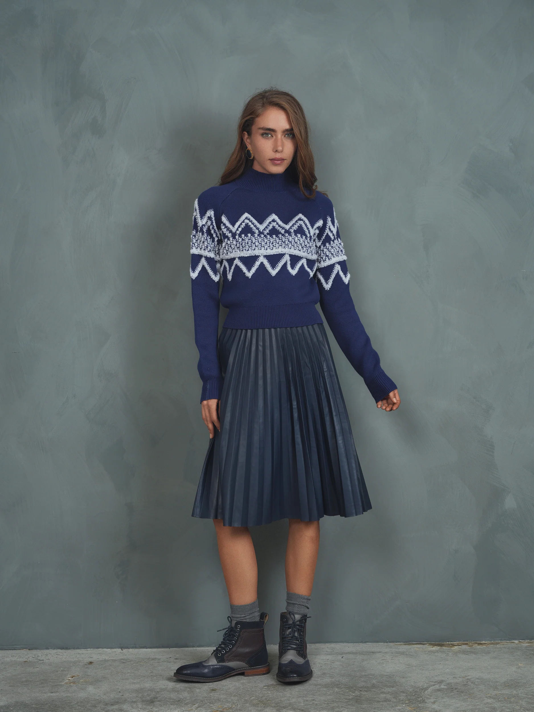 Pleated Leather Skirt - Image 4