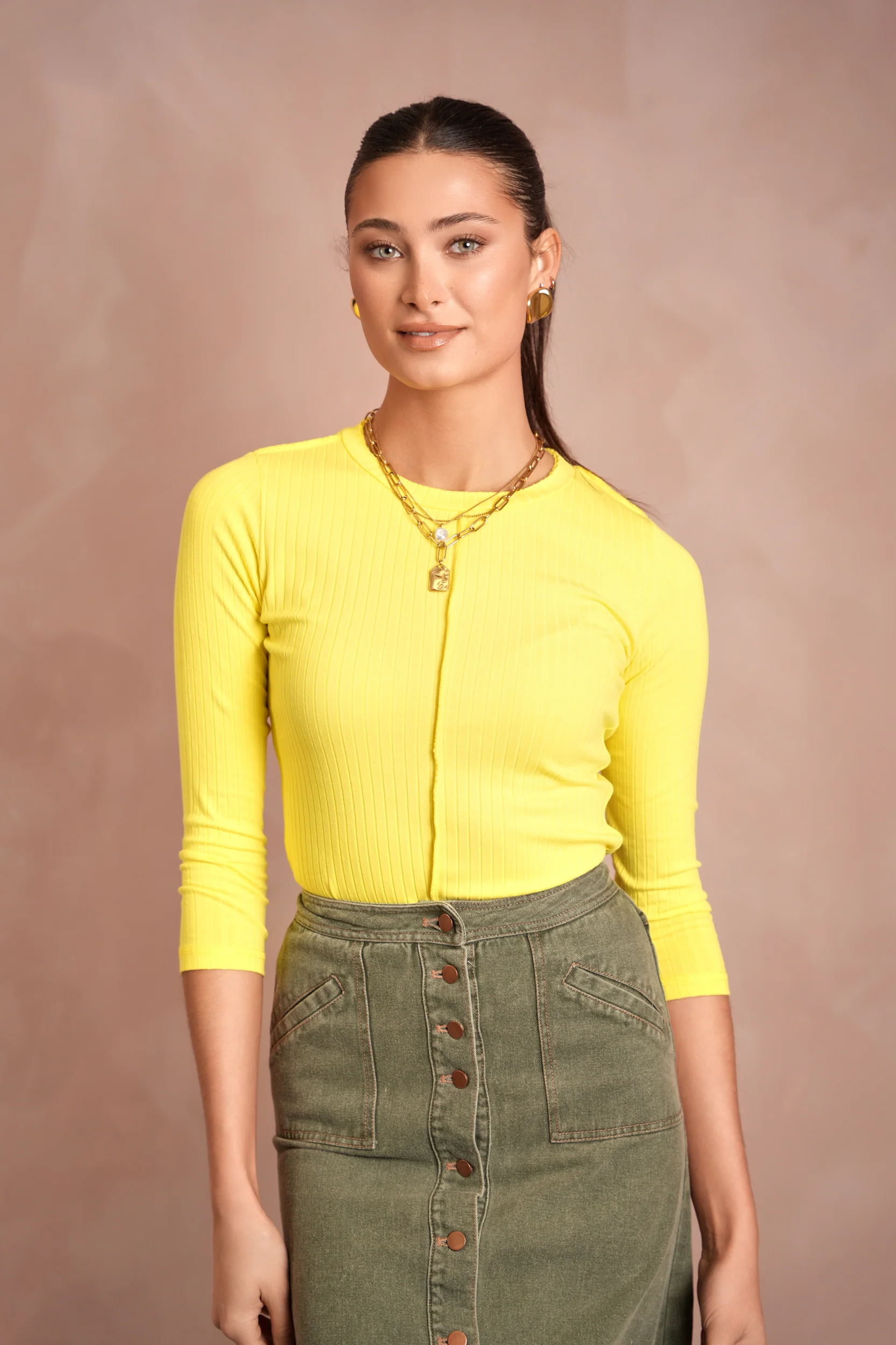 Wide Rib 3/4 Sleeve Tee
