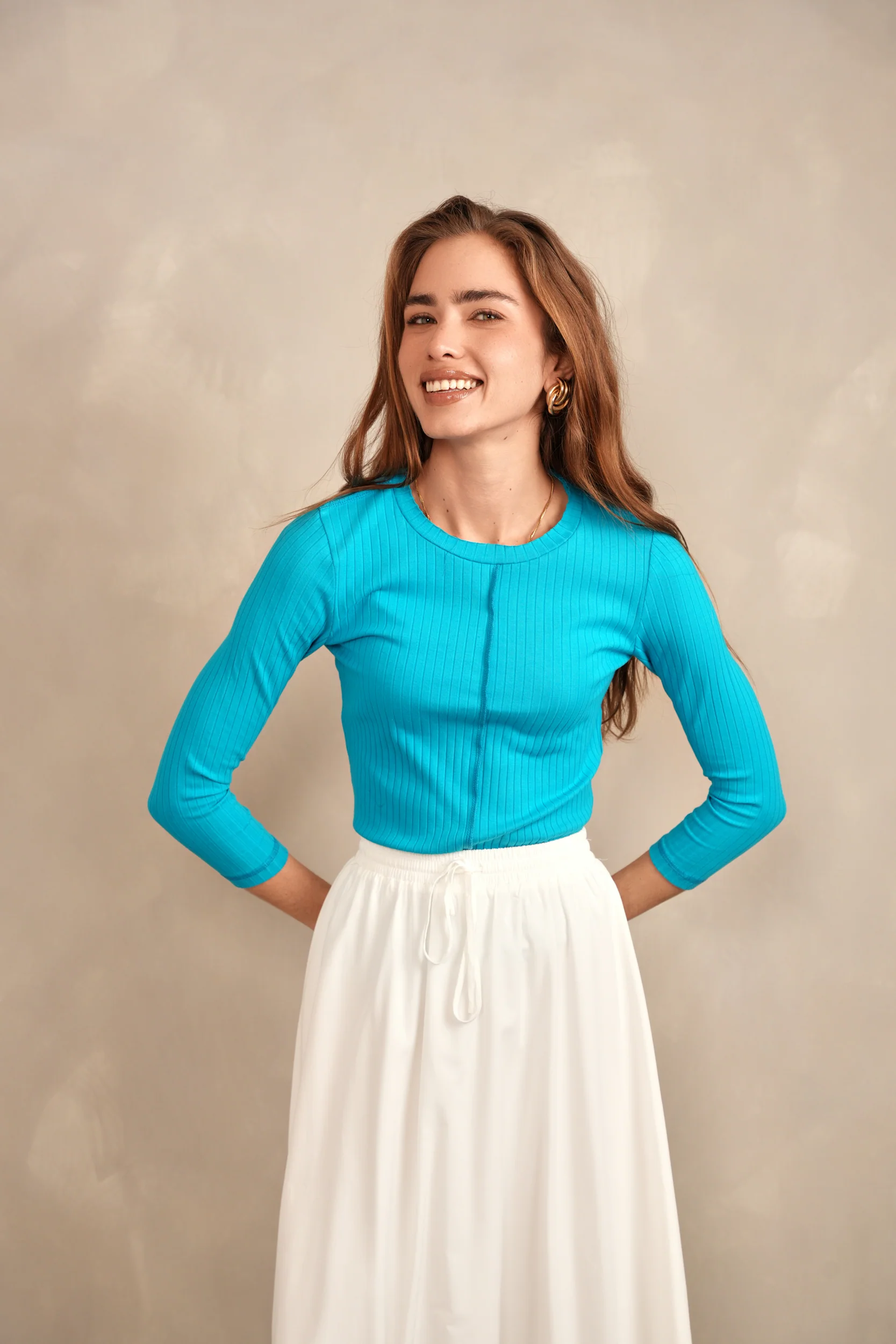 Wide Rib 3/4 Sleeve Tee - Image 13