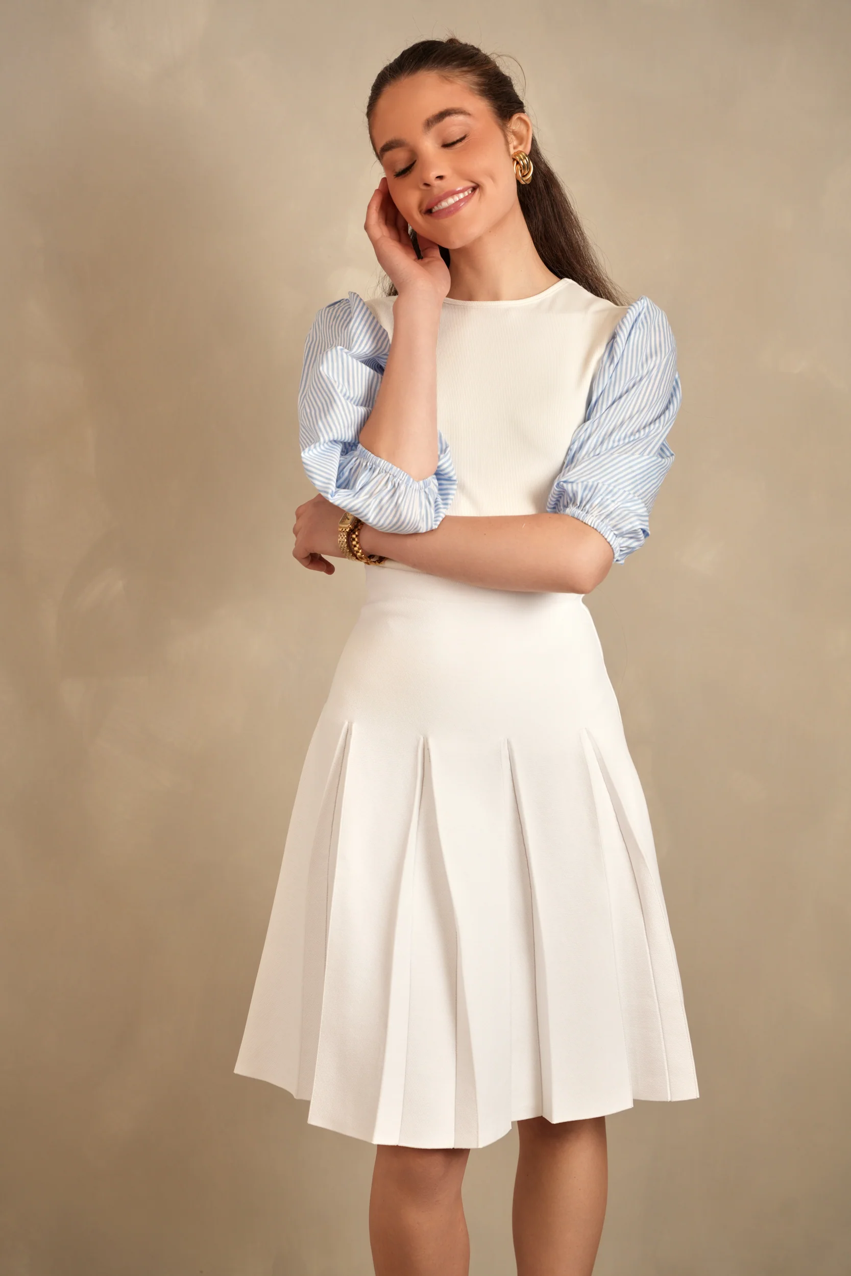 Box Pleated Knit Skirt