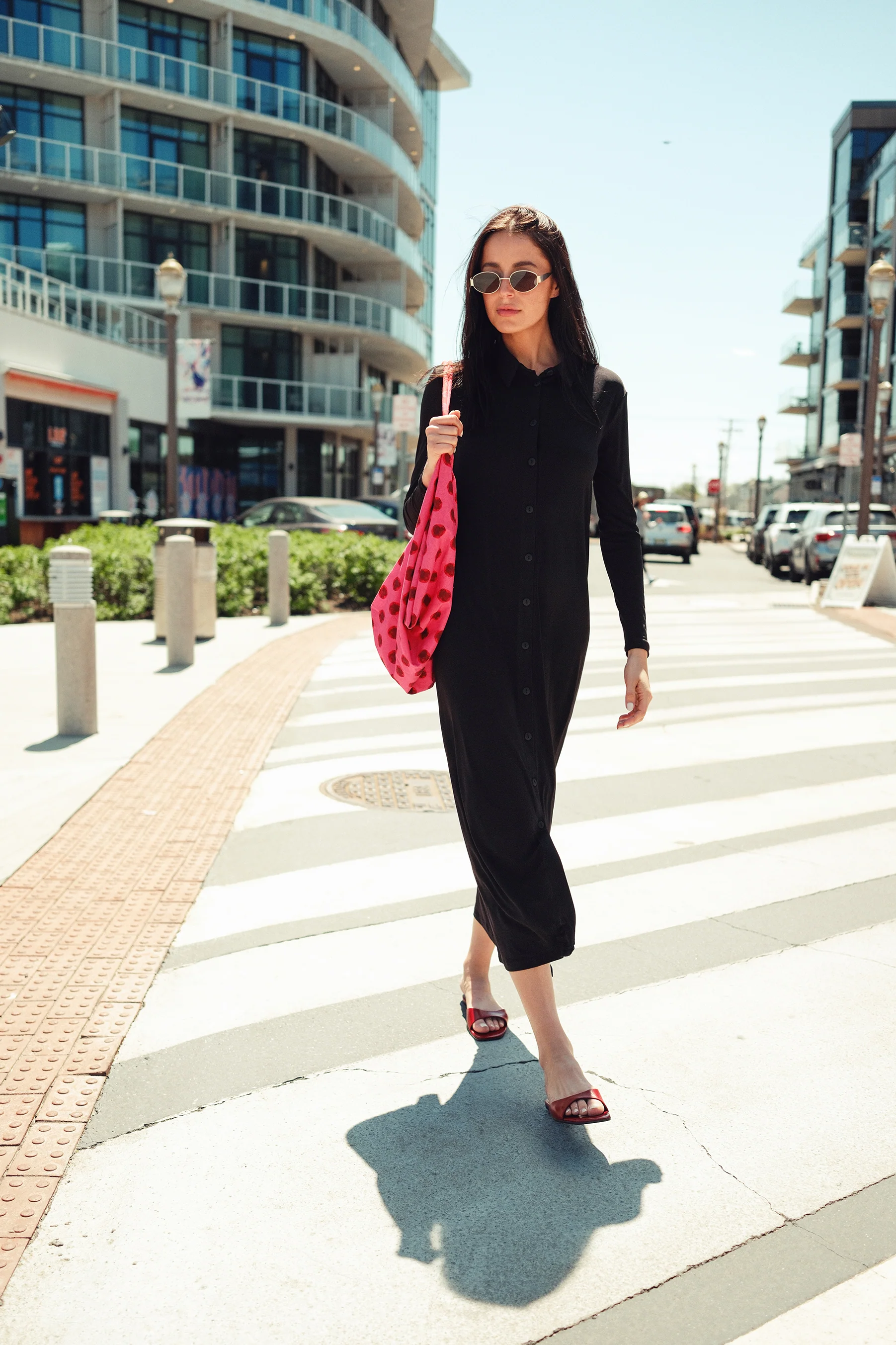 Slinky Front Open Collar Dress - Image 3