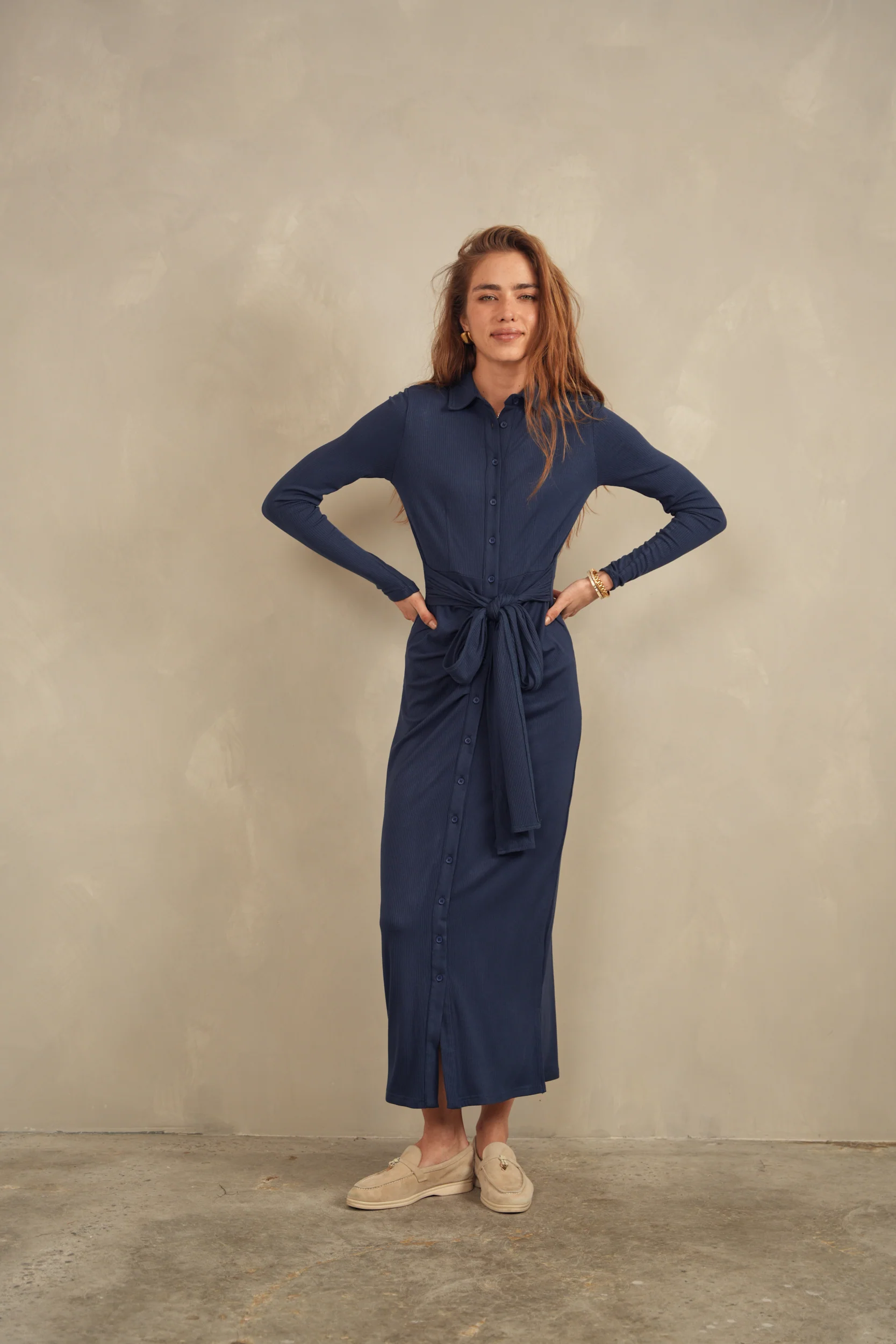 Soft Rib Ruched Collar Dress - Image 11