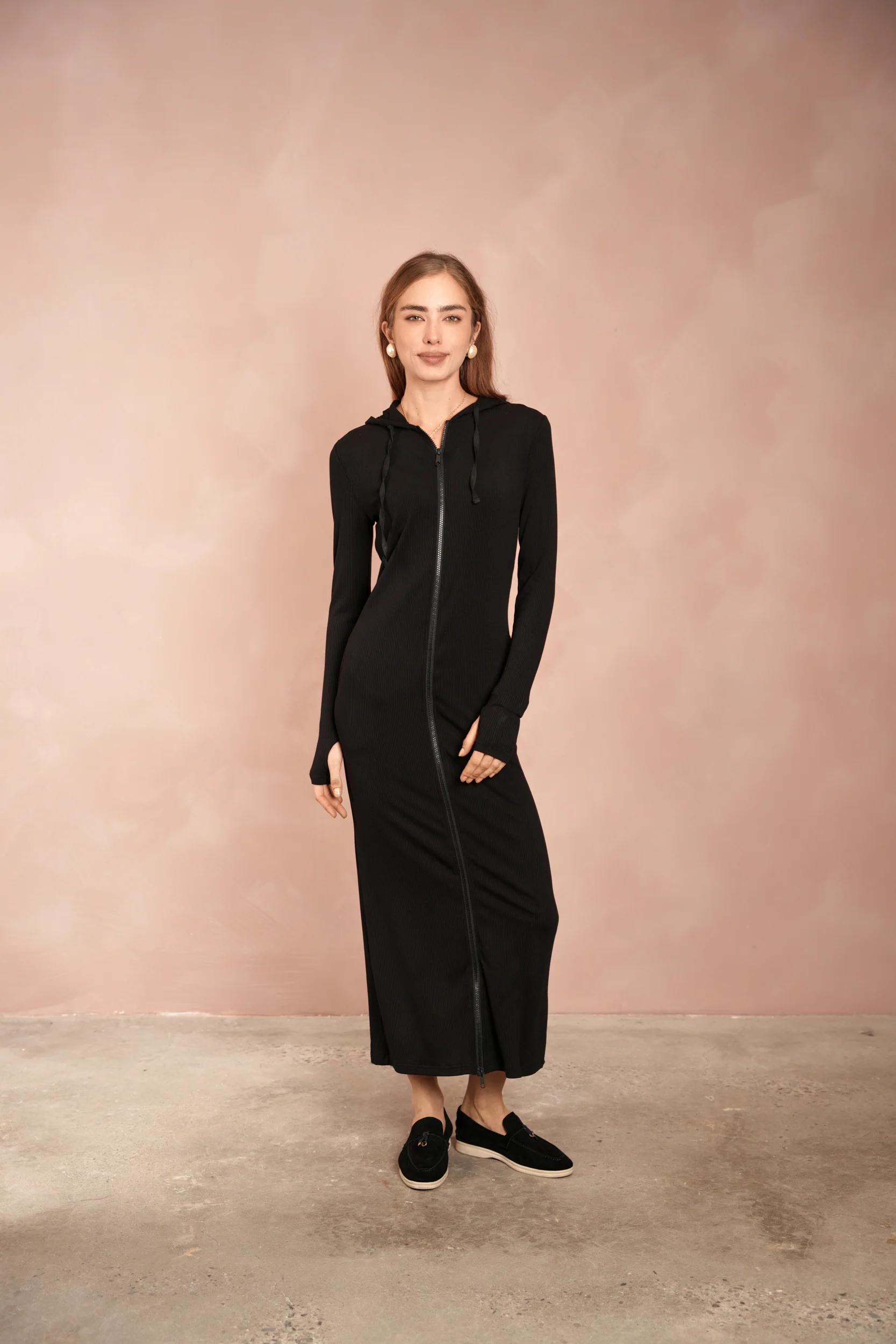 Soft Rib Maxi Zipper Dress - Image 10