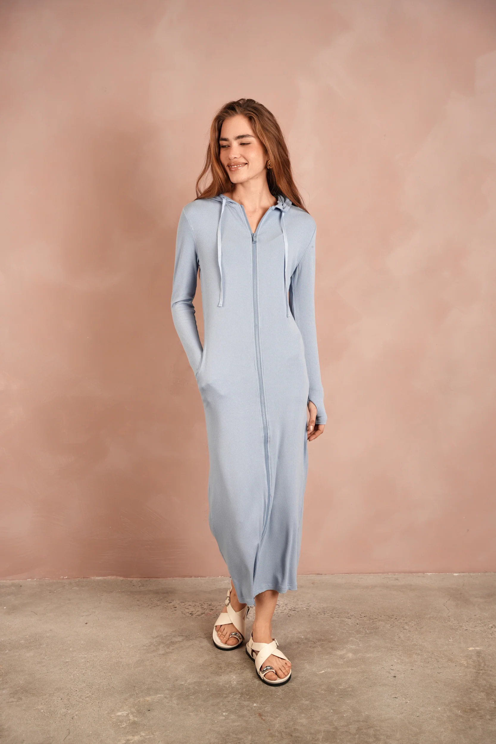 Soft Rib Maxi Zipper Dress - Image 6