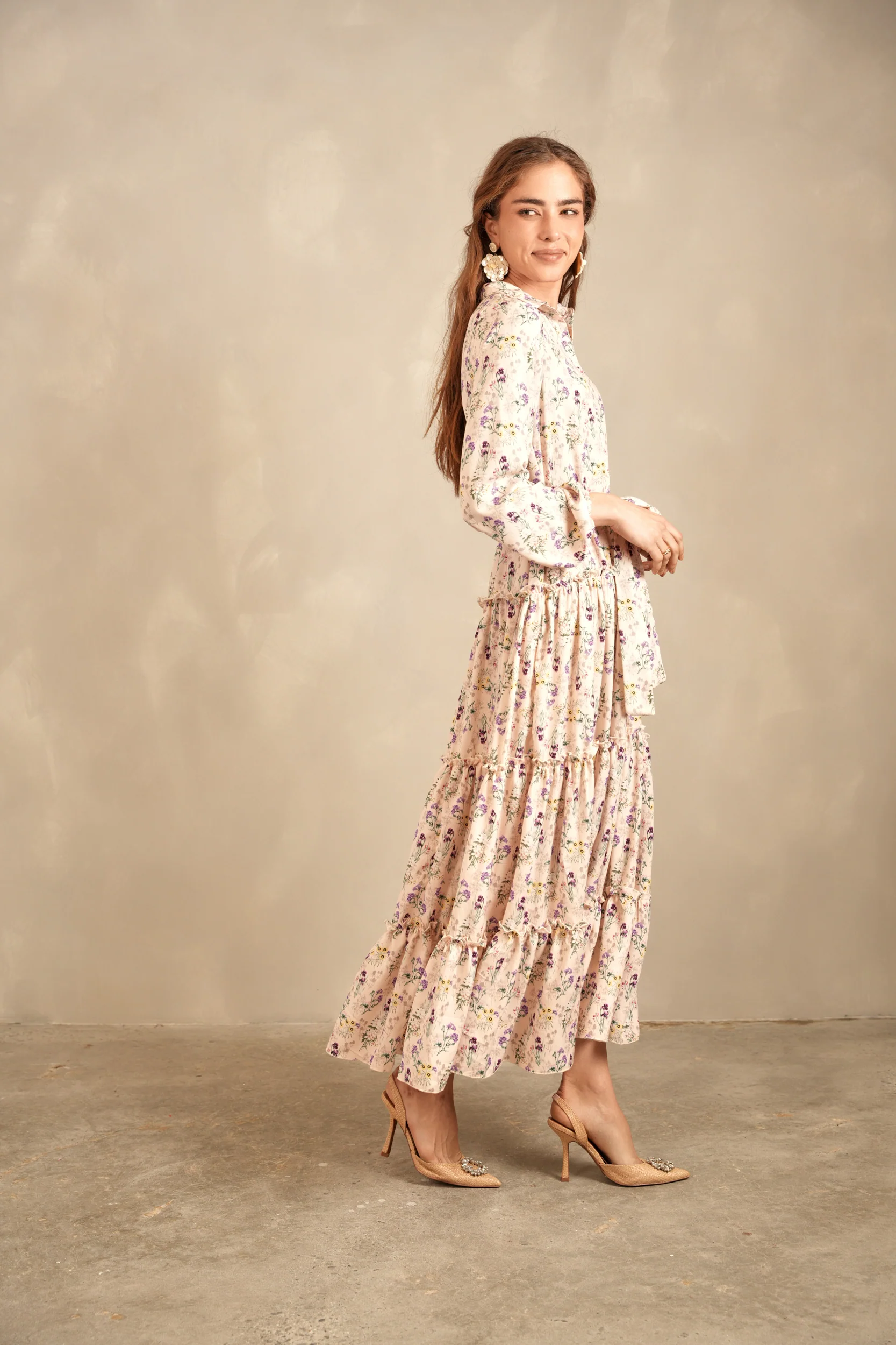 Belted Maxi Tiered Dress - Image 2