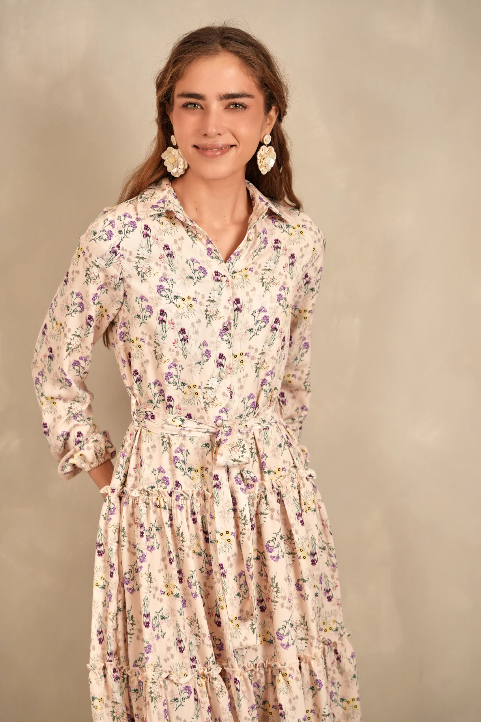 Belted Maxi Tiered Dress - Image 5