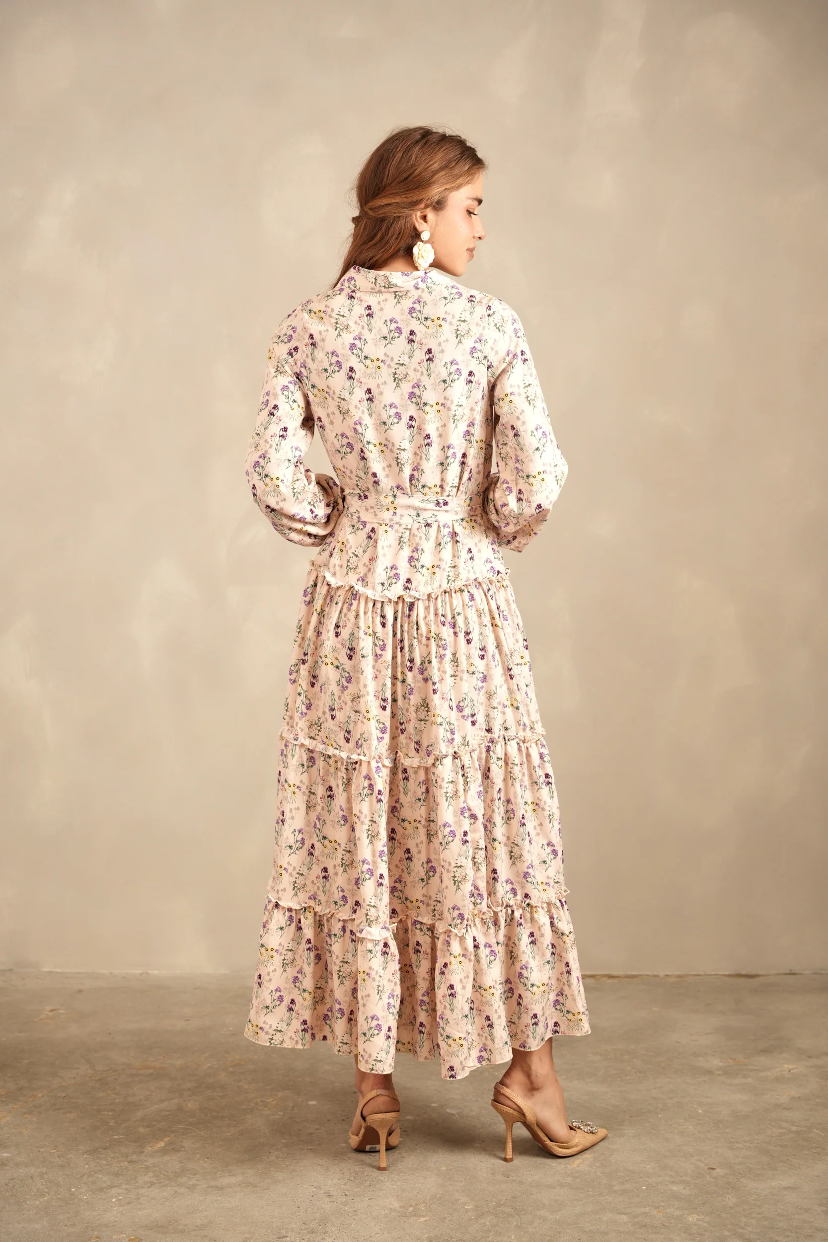 Belted Maxi Tiered Dress - Image 6