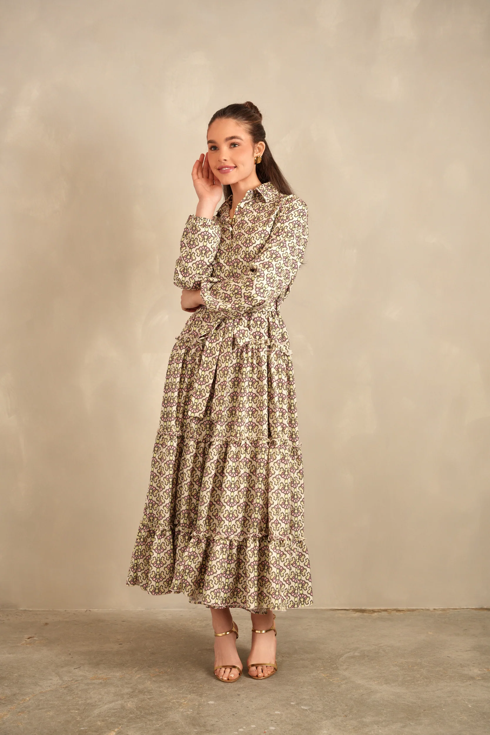 Belted Maxi Tiered Dress - Image 9