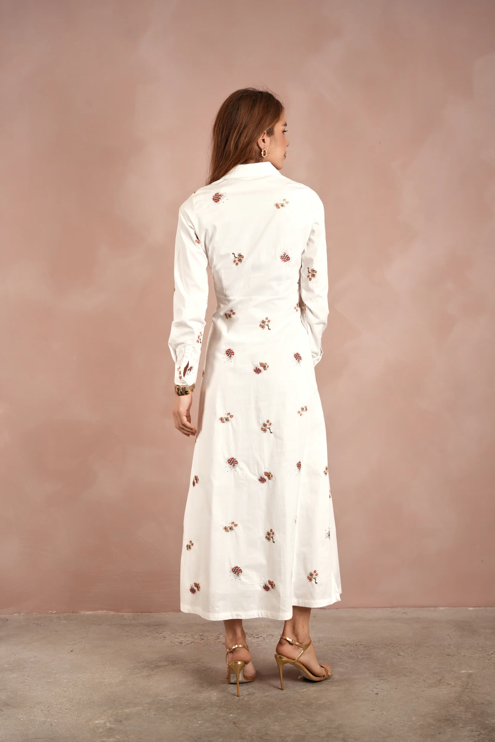 Tie Waist Embroidered Dress - Image 5