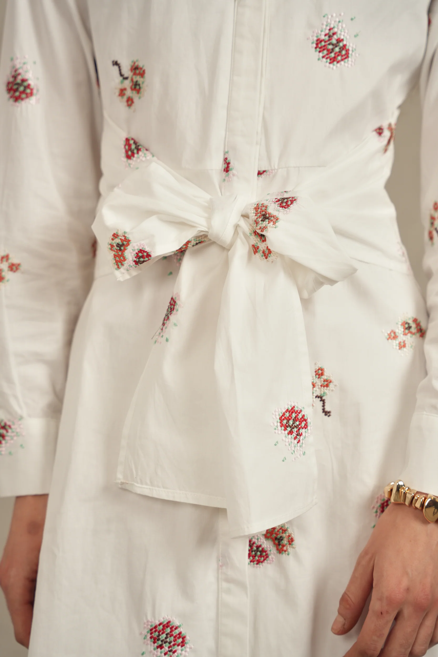 Tie Waist Embroidered Dress - Image 6