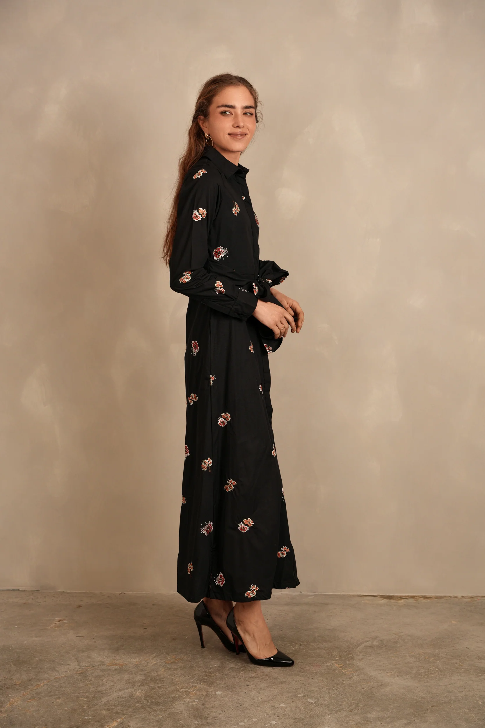 Tie Waist Embroidered Dress - Image 8
