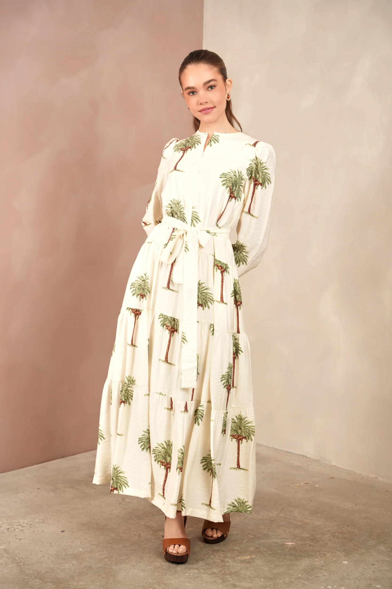 Zipper Front Tiered Maxi Dres