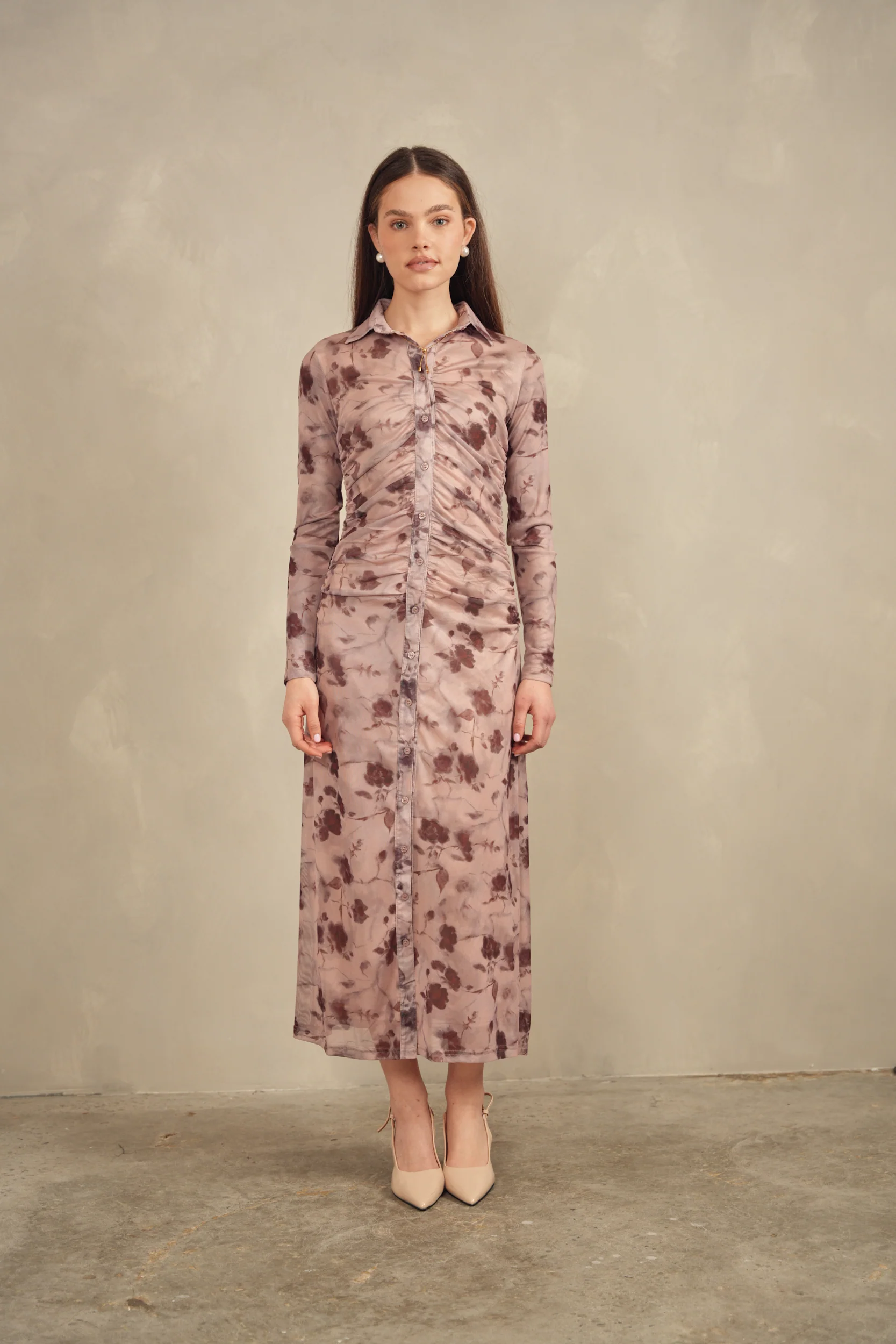 Mesh Ruched Dress