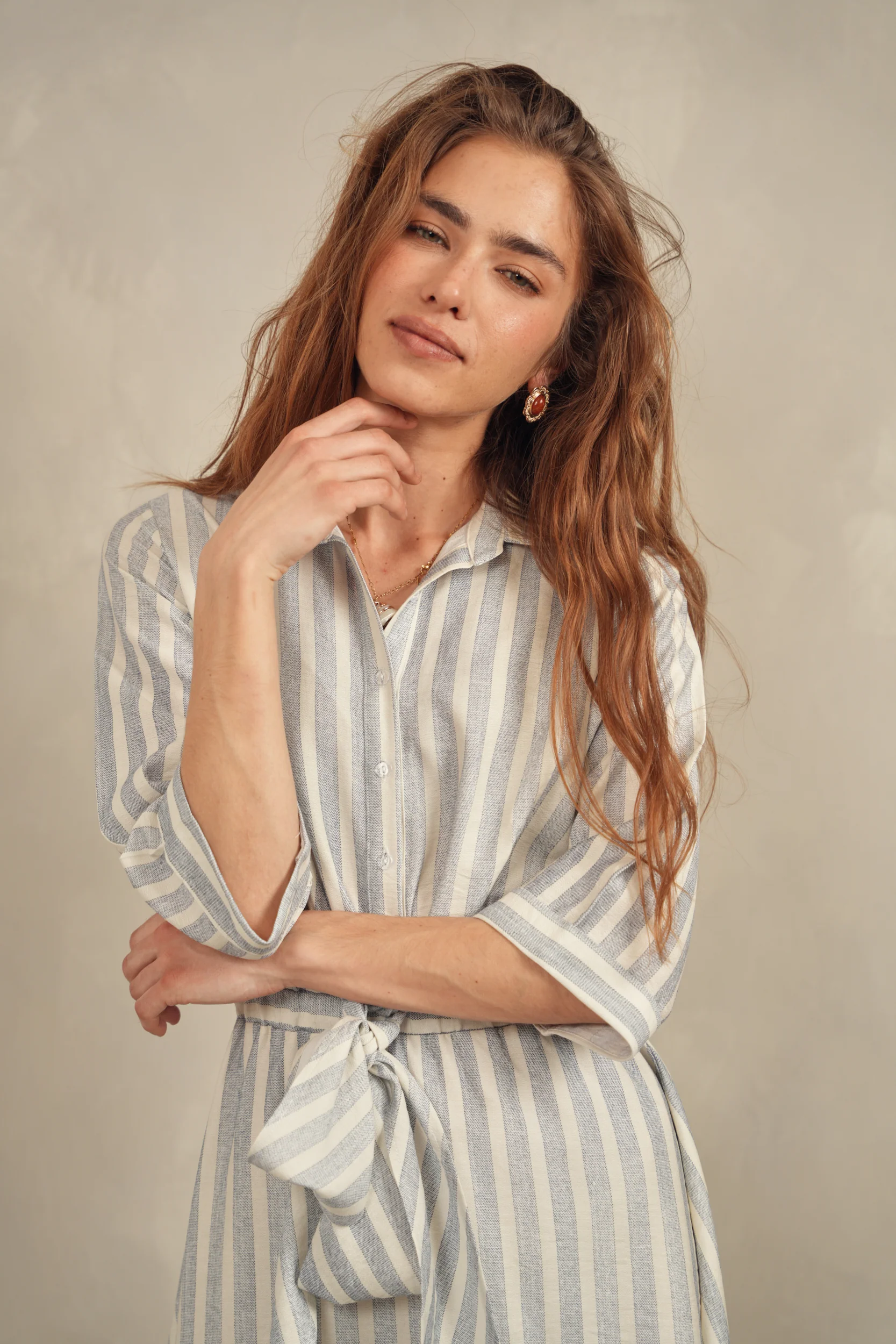 Tie Dress With Collar - Image 6