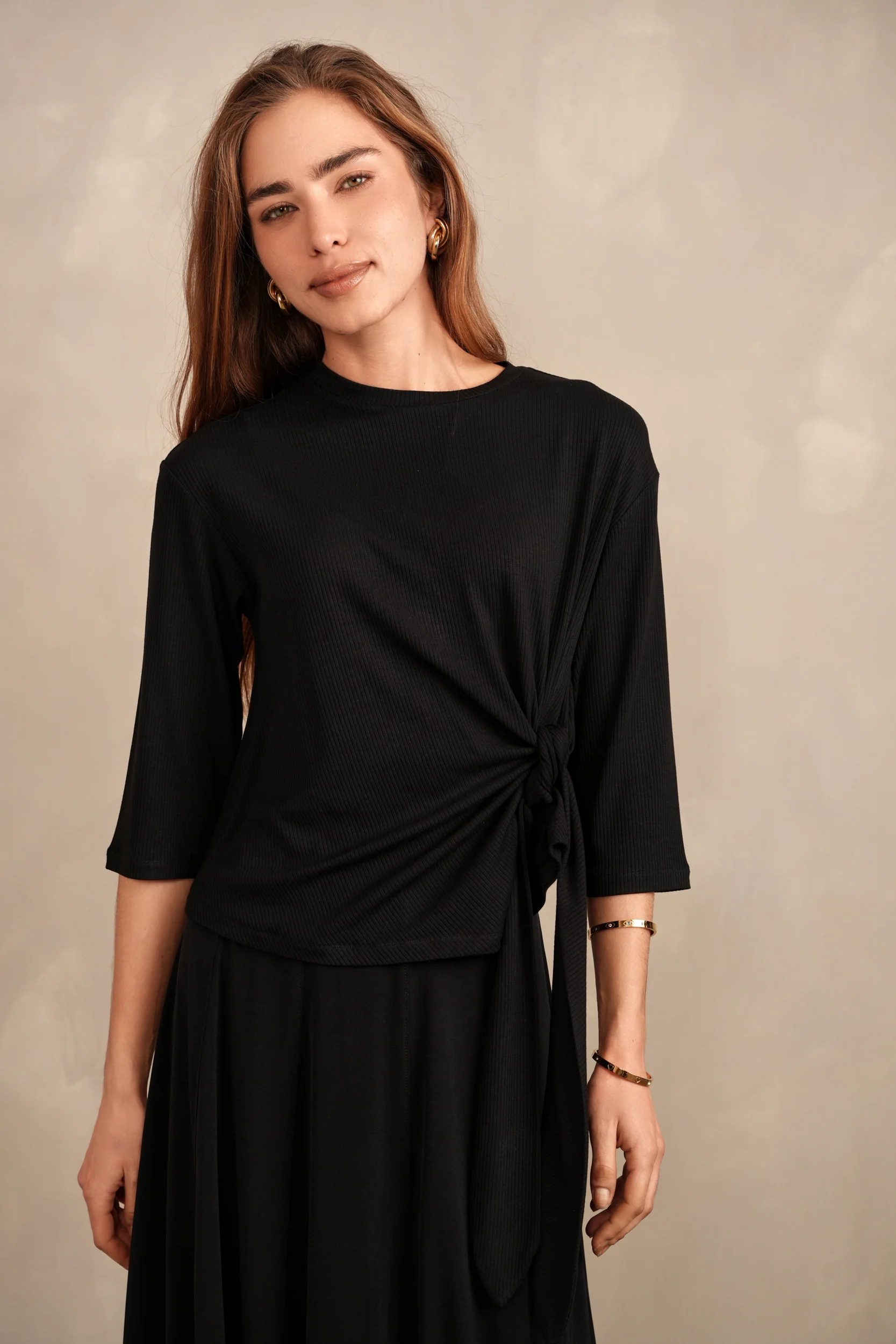 Soft Rib Tie Boxy Tee - Image 4