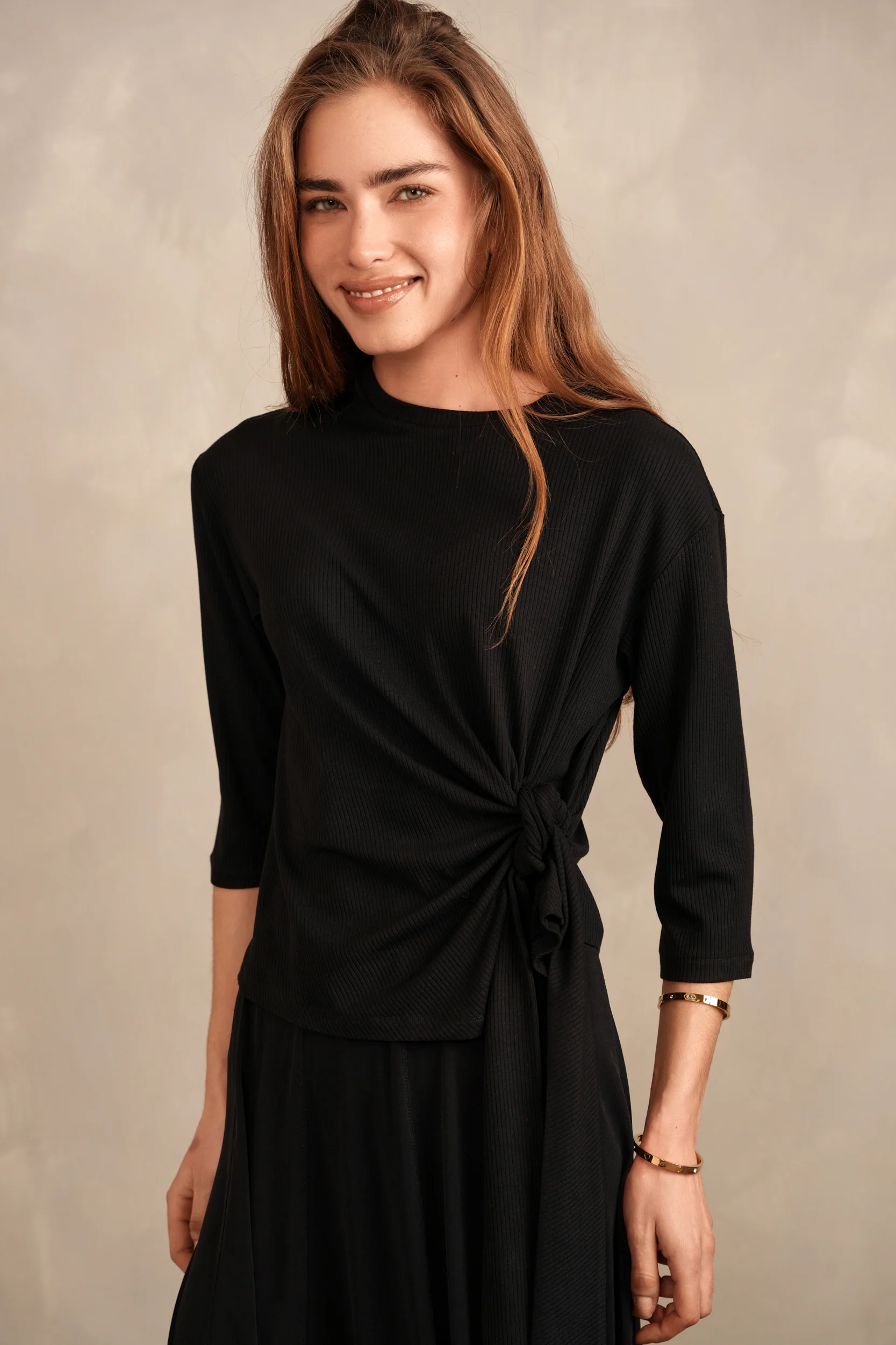 Soft Rib Tie Boxy Tee - Image 5