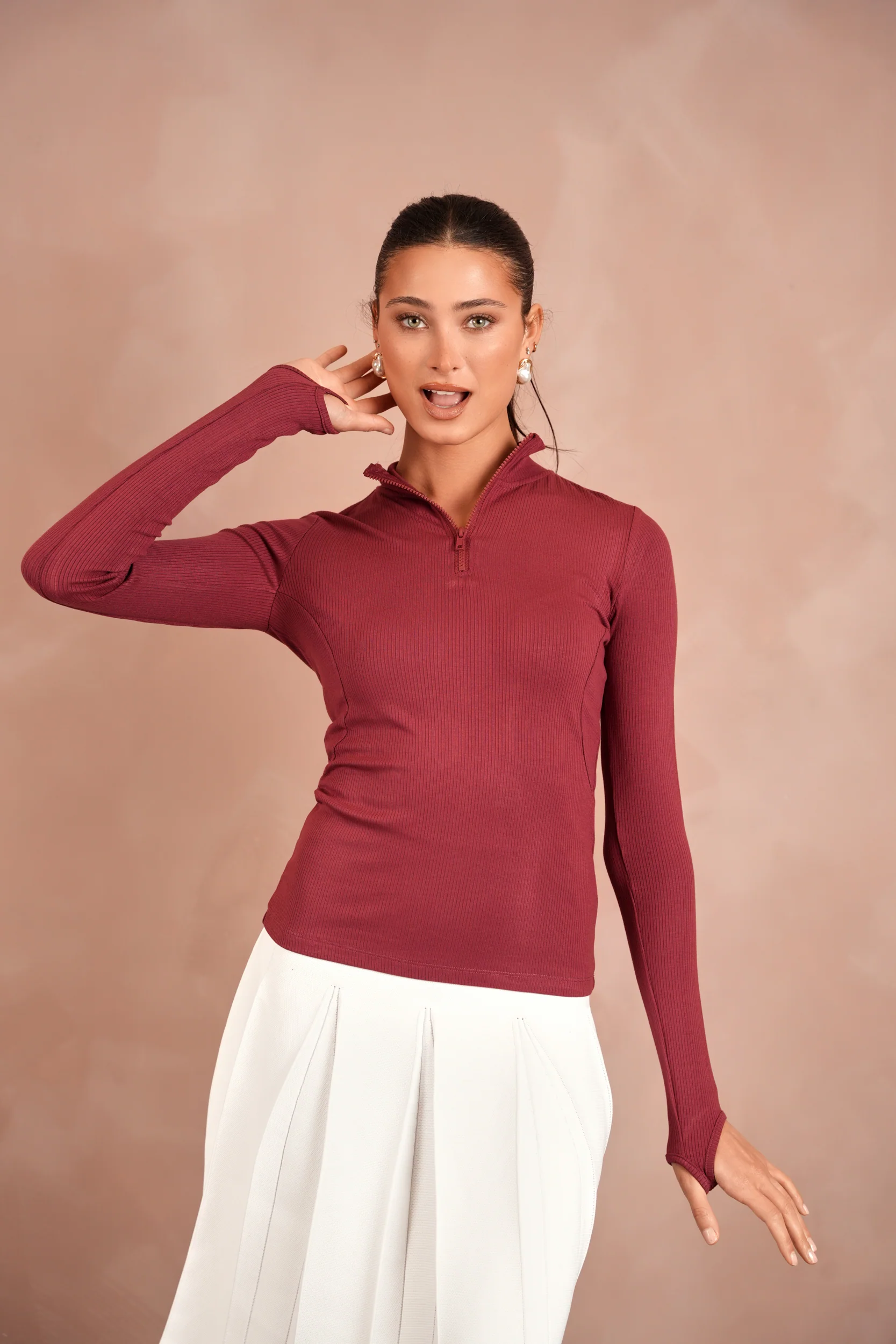 Soft Rib Zipper Tee - Image 5